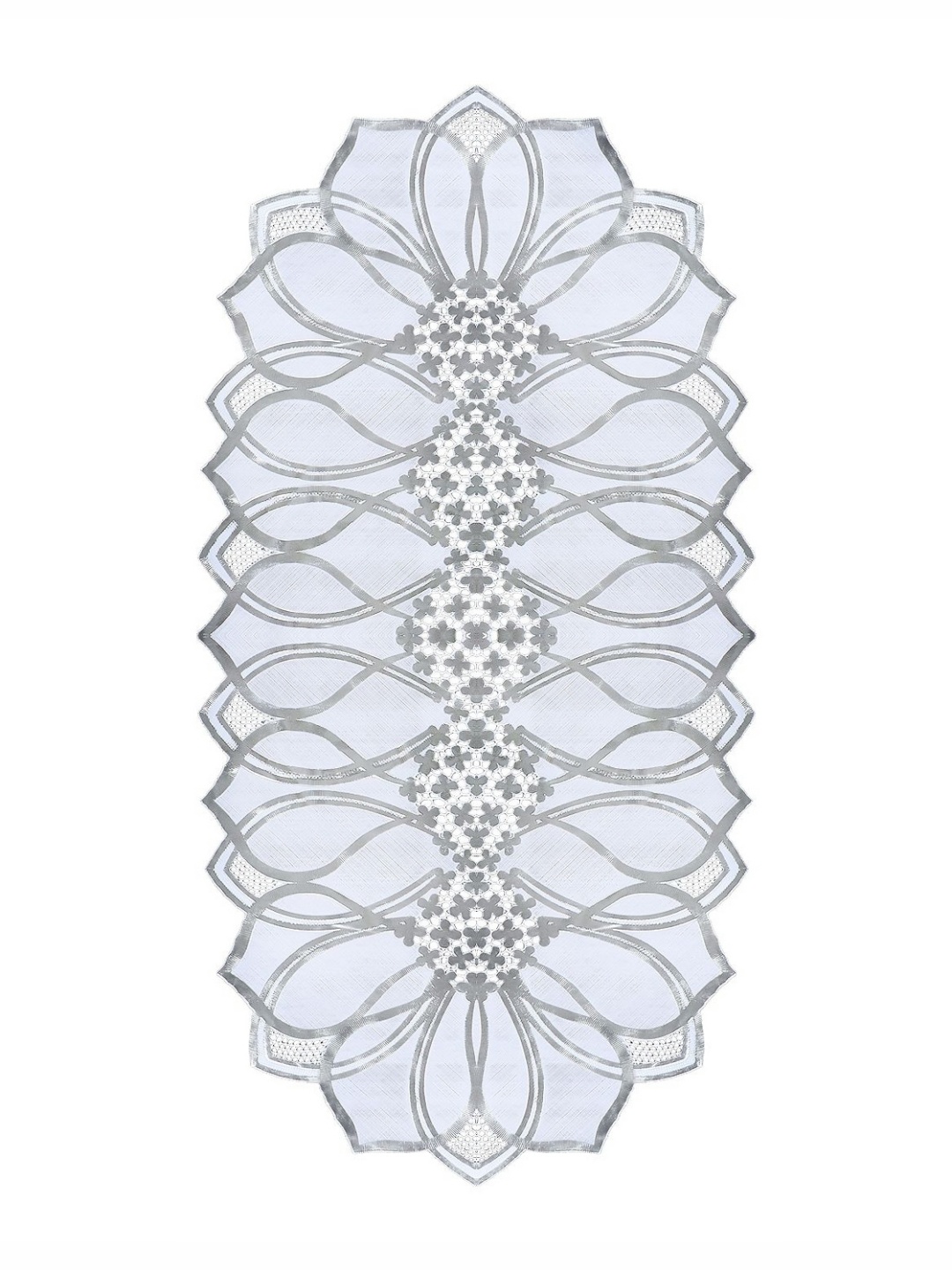 

Dakshya Industries Silver & White Lotus Printed Table Runner