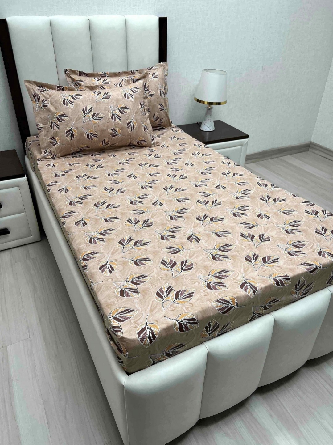 

Pure Decor Cotton Single Bed Size Bedsheet With 2 Pillow Covers 1.73m X 2.36m, Brown