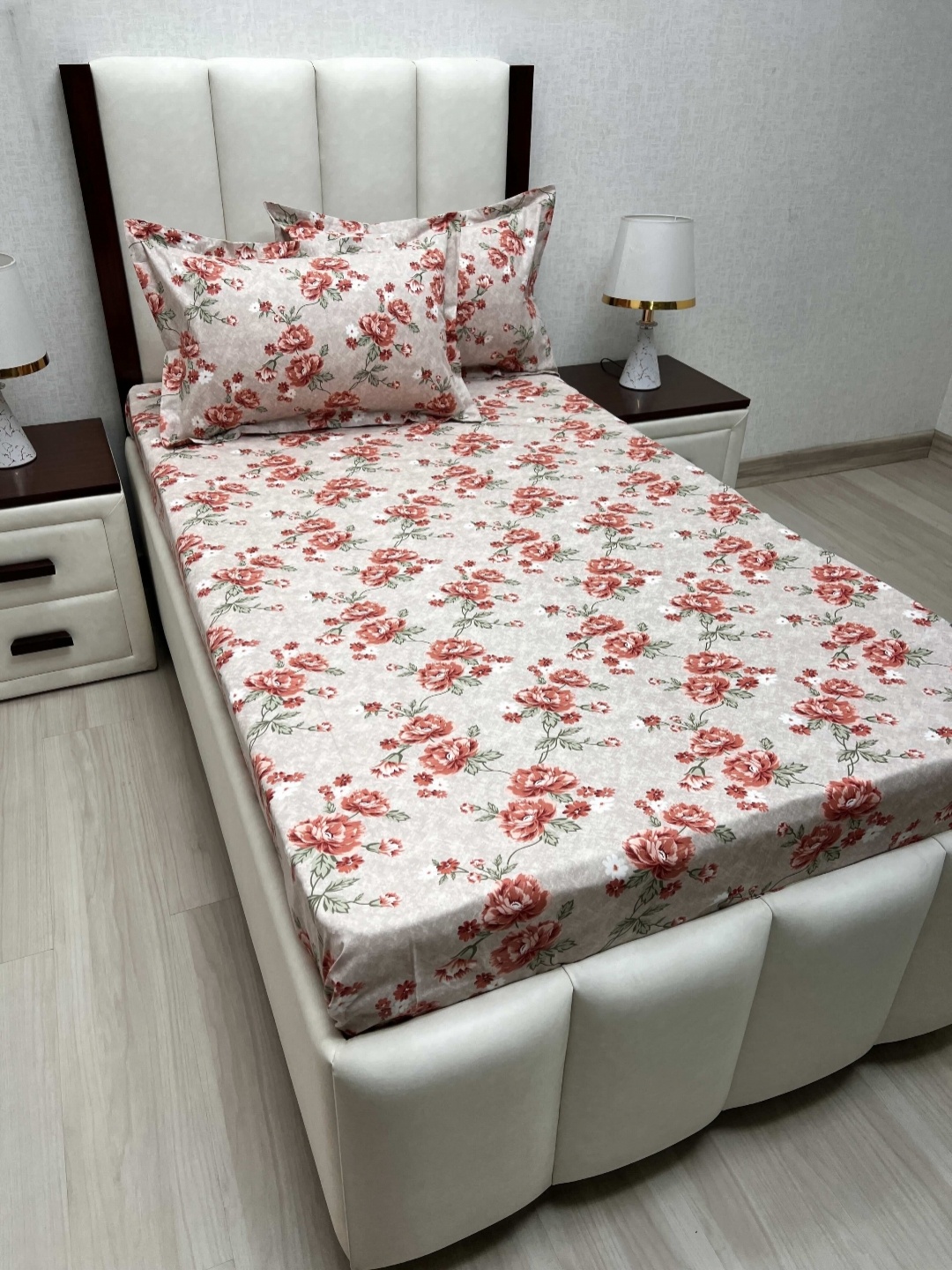 

Pure Decor Cotton Single Size Bedsheet With 2 Pillow Covers 1.73m X 2.36m, Brown
