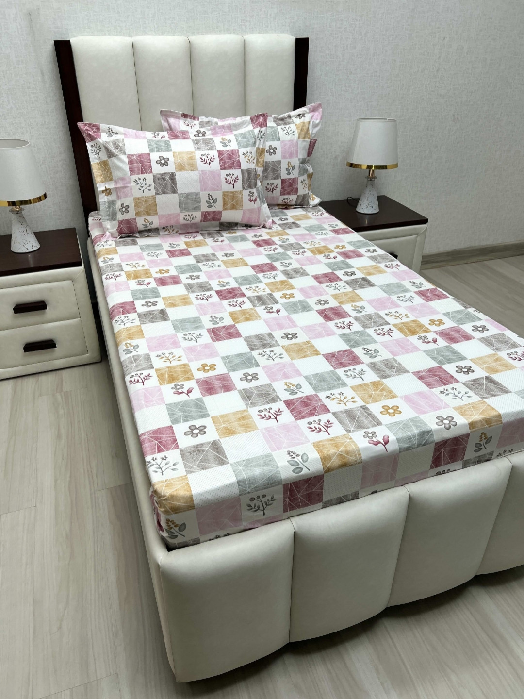 

Pure Decor Cotton Single Bed Size Bedsheet With 2 Pillow Covers 1.73m X 2.36m, White