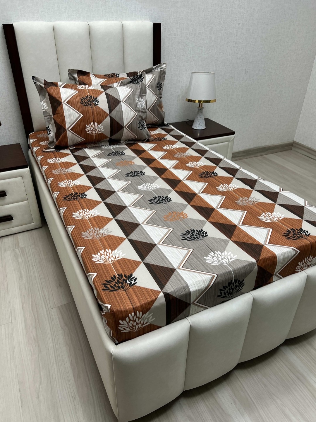 

Pure Decor Cotton Single Bed Size Bedsheet With 2 Pillow Covers 1.73m X 2.36m, Brown