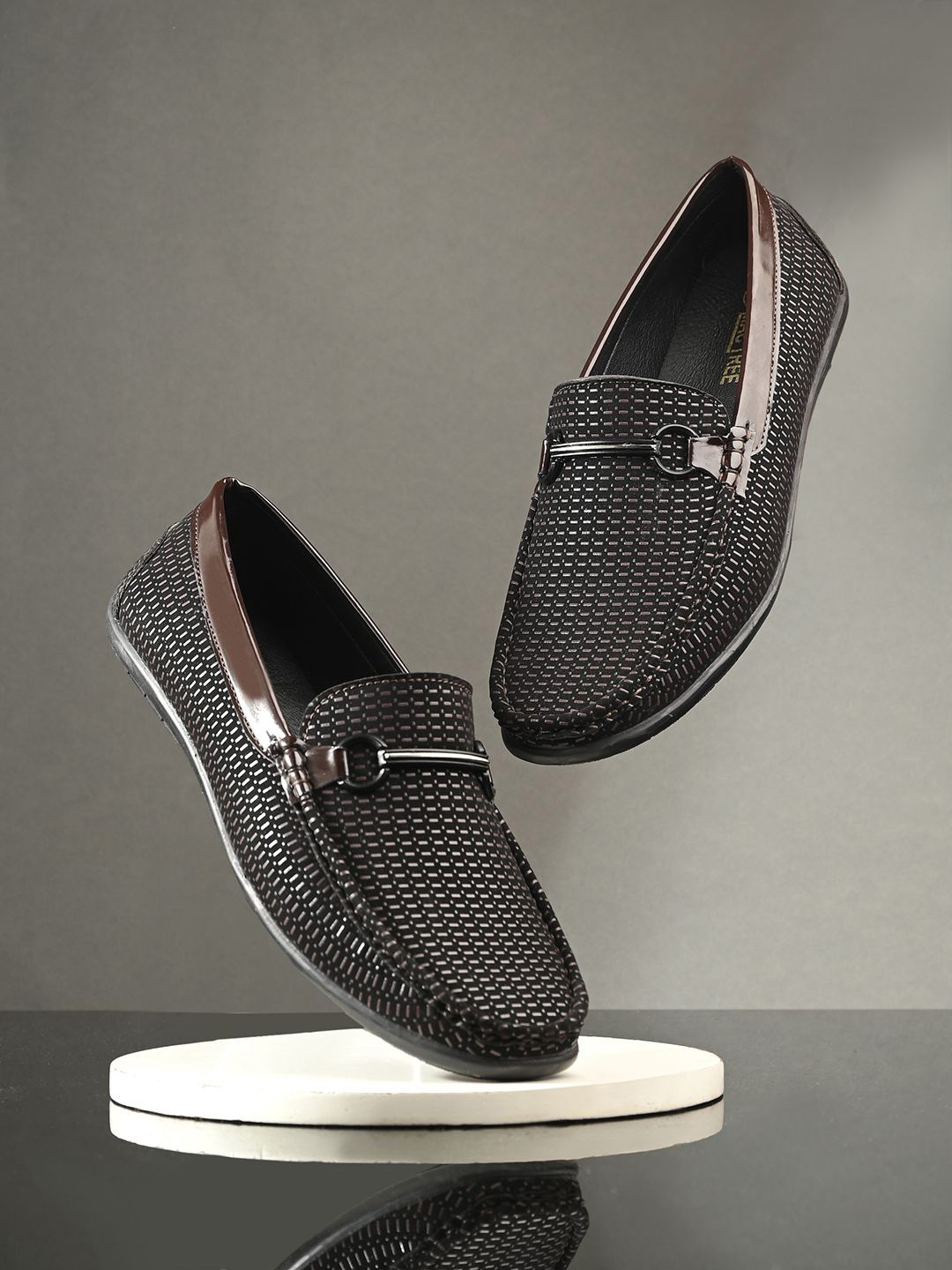 

HERE&NOW Men Textured Suede Loafers, Black