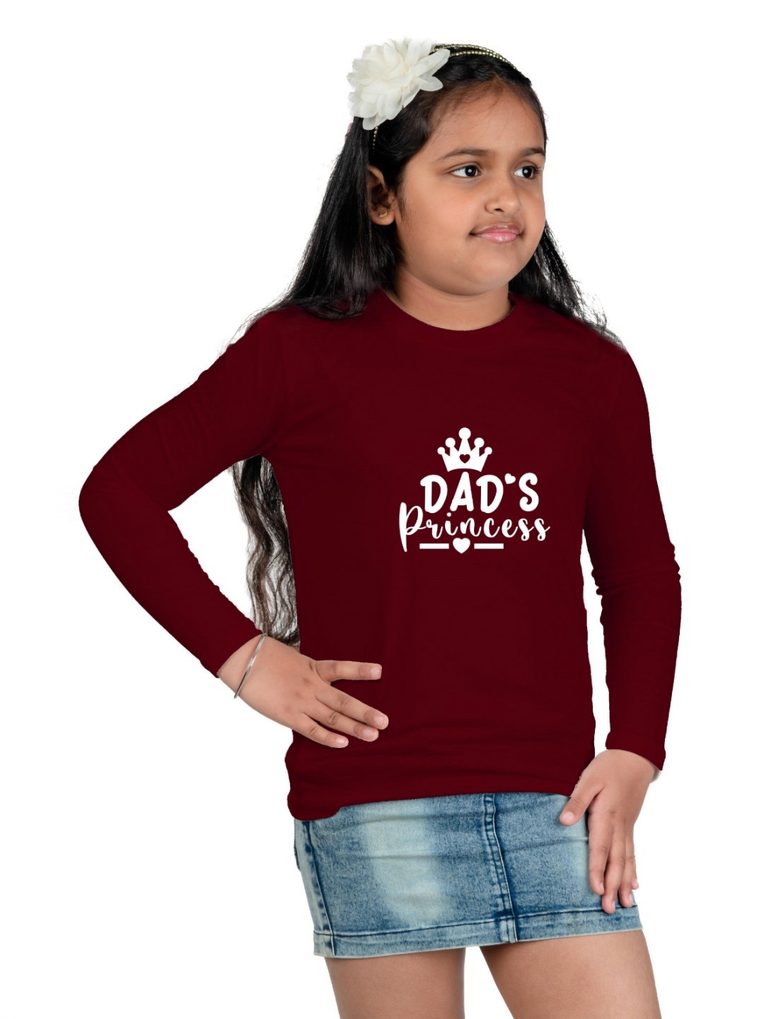 Chombooka Girls Typography Printed Round Neck Cotton T-shirt, Maroon