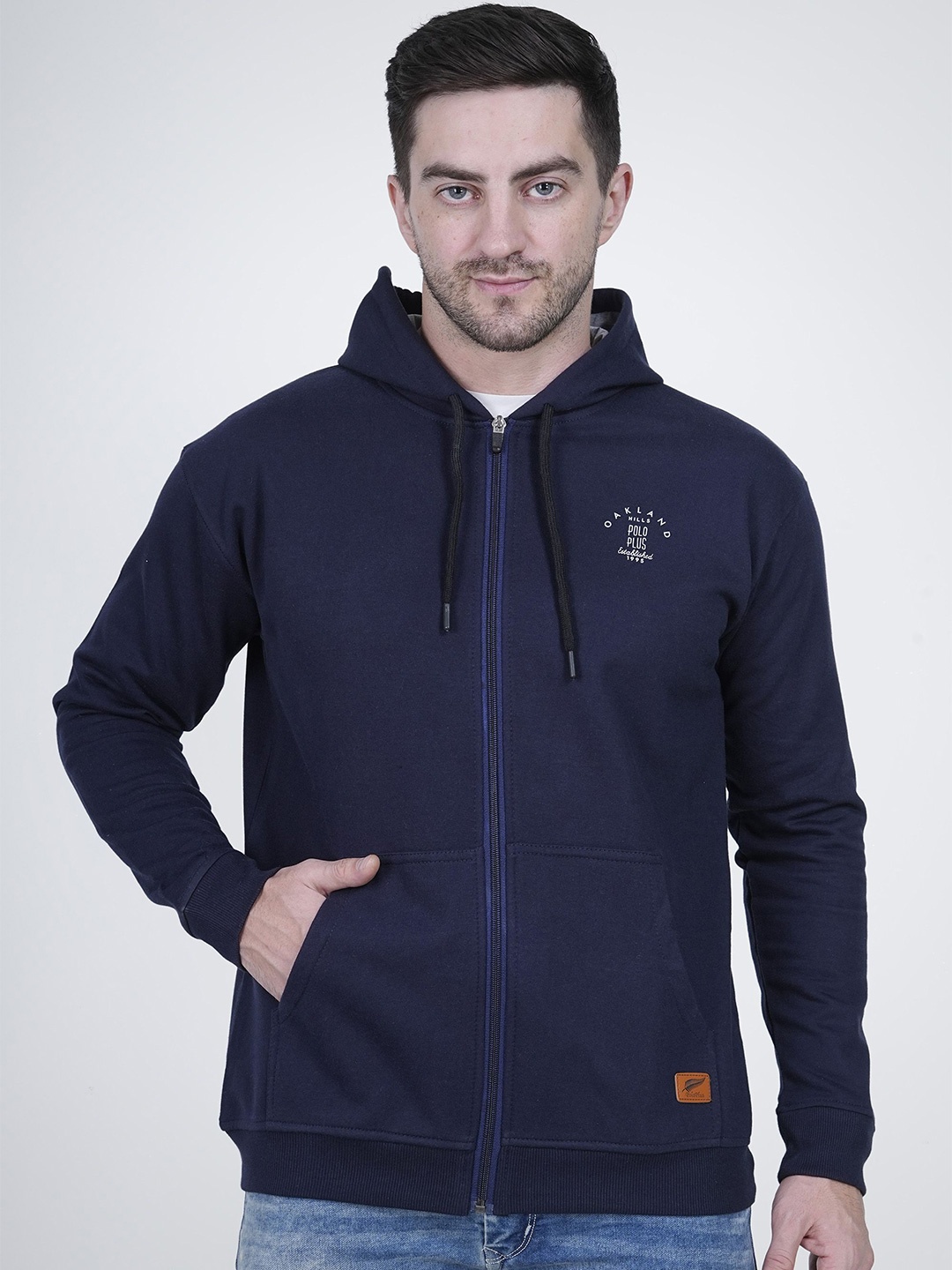 

Polo Plus Men Printed Hooded Sweatshirt, Navy blue