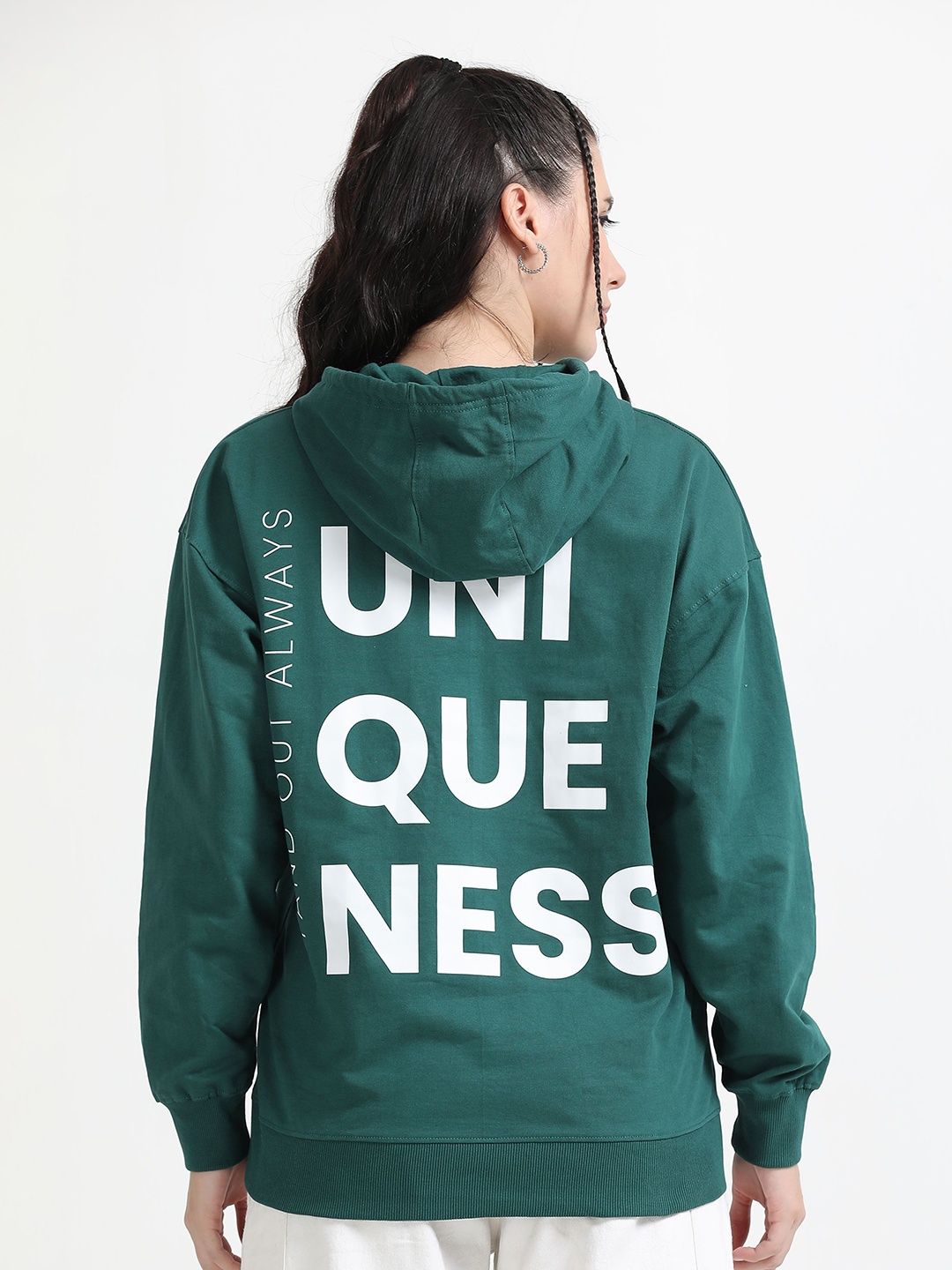 

SILISOUL Women Oversized Printed Hooded Sweatshirt, Green