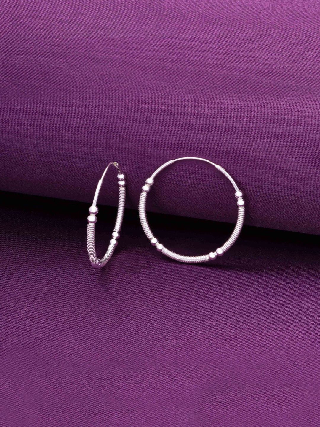 

KAI JEWEL Rhodium-Plated Sterling Silver Contemporary Hoop Earrings