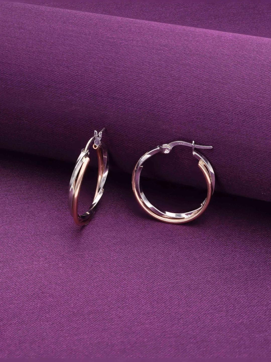 

KAI JEWEL Sterling Silver Rhodium-Plated Contemporary Hoop Earrings