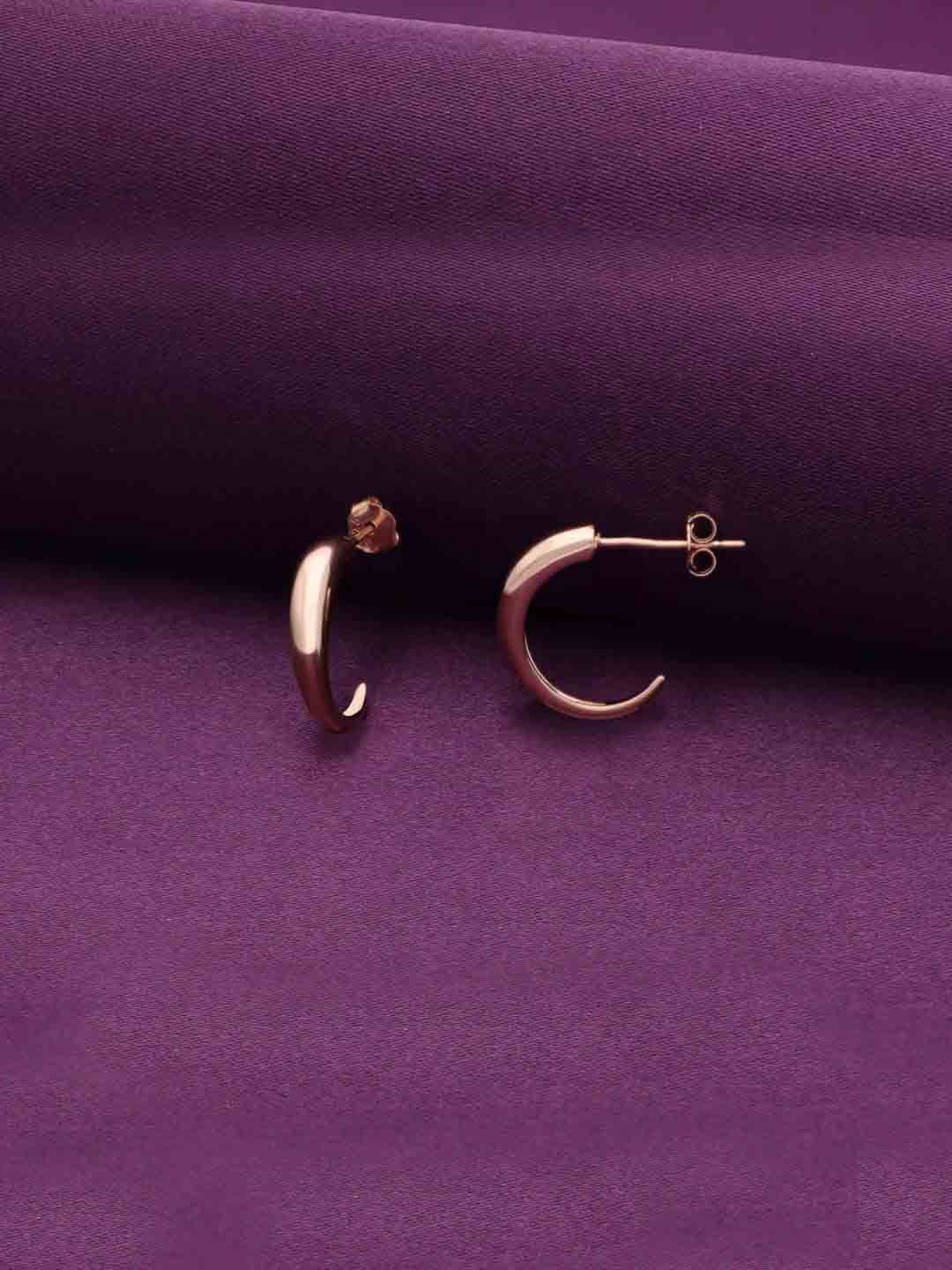 

KAI JEWEL 925 Sterling Silver Rose Gold-Plated Contemporary Half Hoop Earrings
