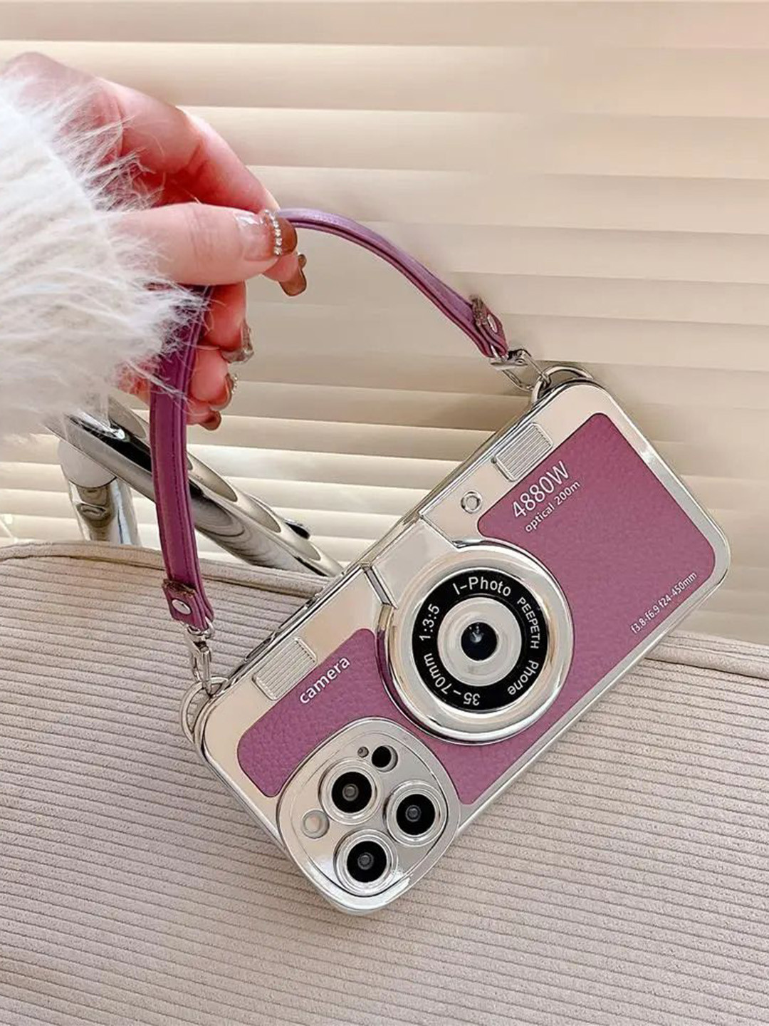

Luxury Kase LK106 3D iPhone 14 Pro Max Leather Pattern Protective Case, Purple