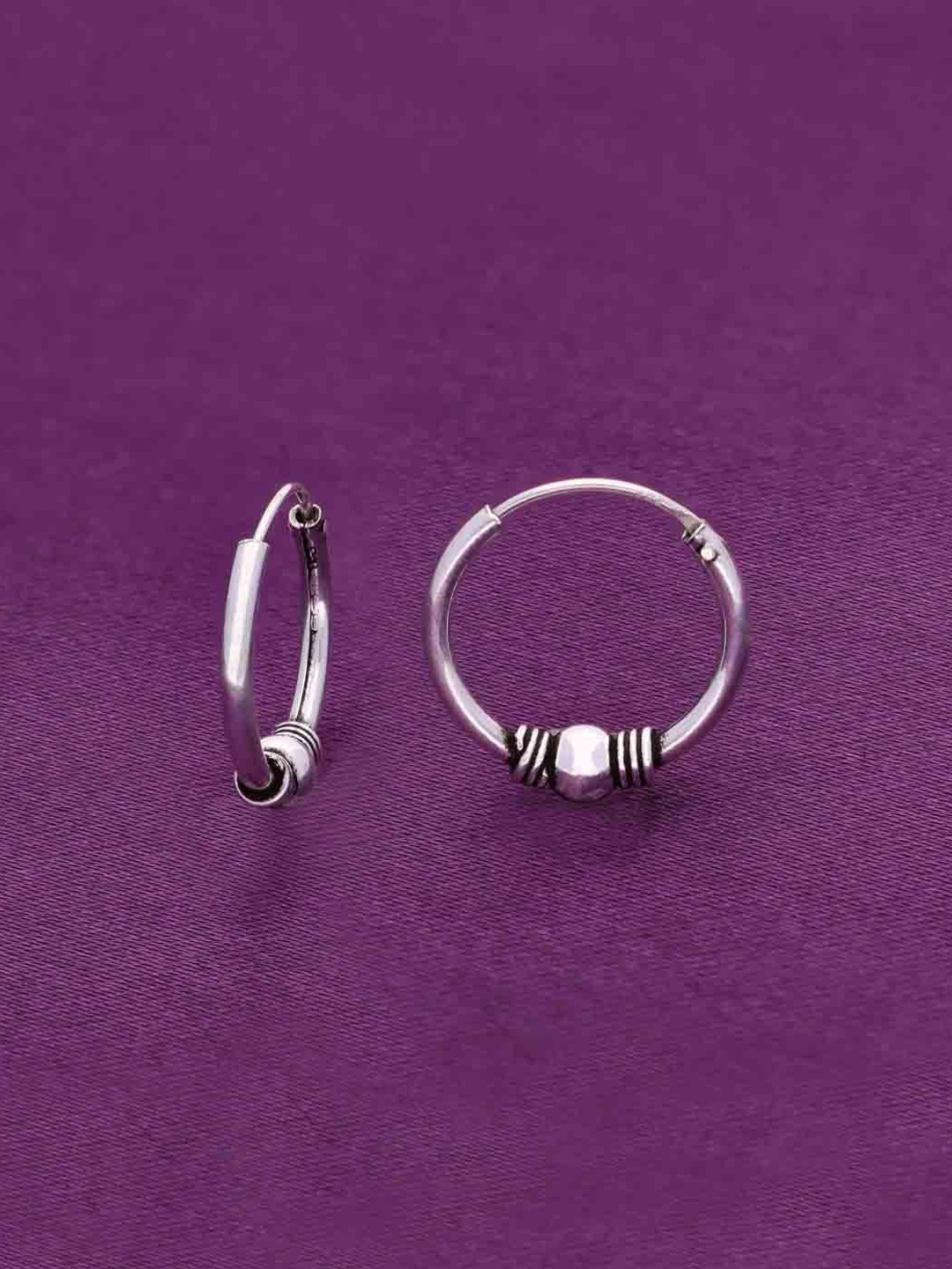 

KAI JEWEL Sterling silver Rhodium-Plated Spherical Shaped Hoop Earrings