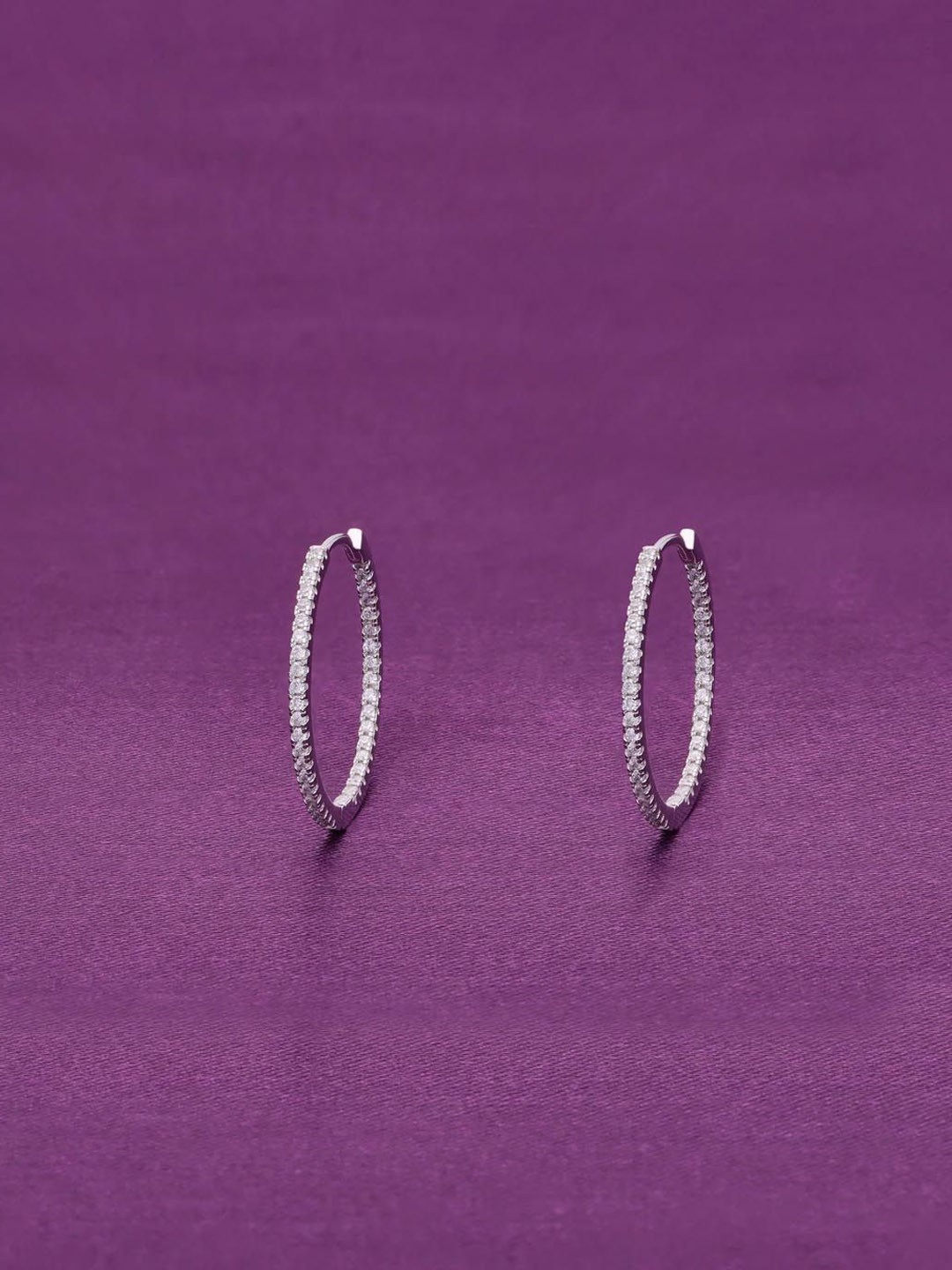 

KAI JEWEL 925 Sterling Silver Rhodium-Plated Diamond Studded Circular Hoop Earrings