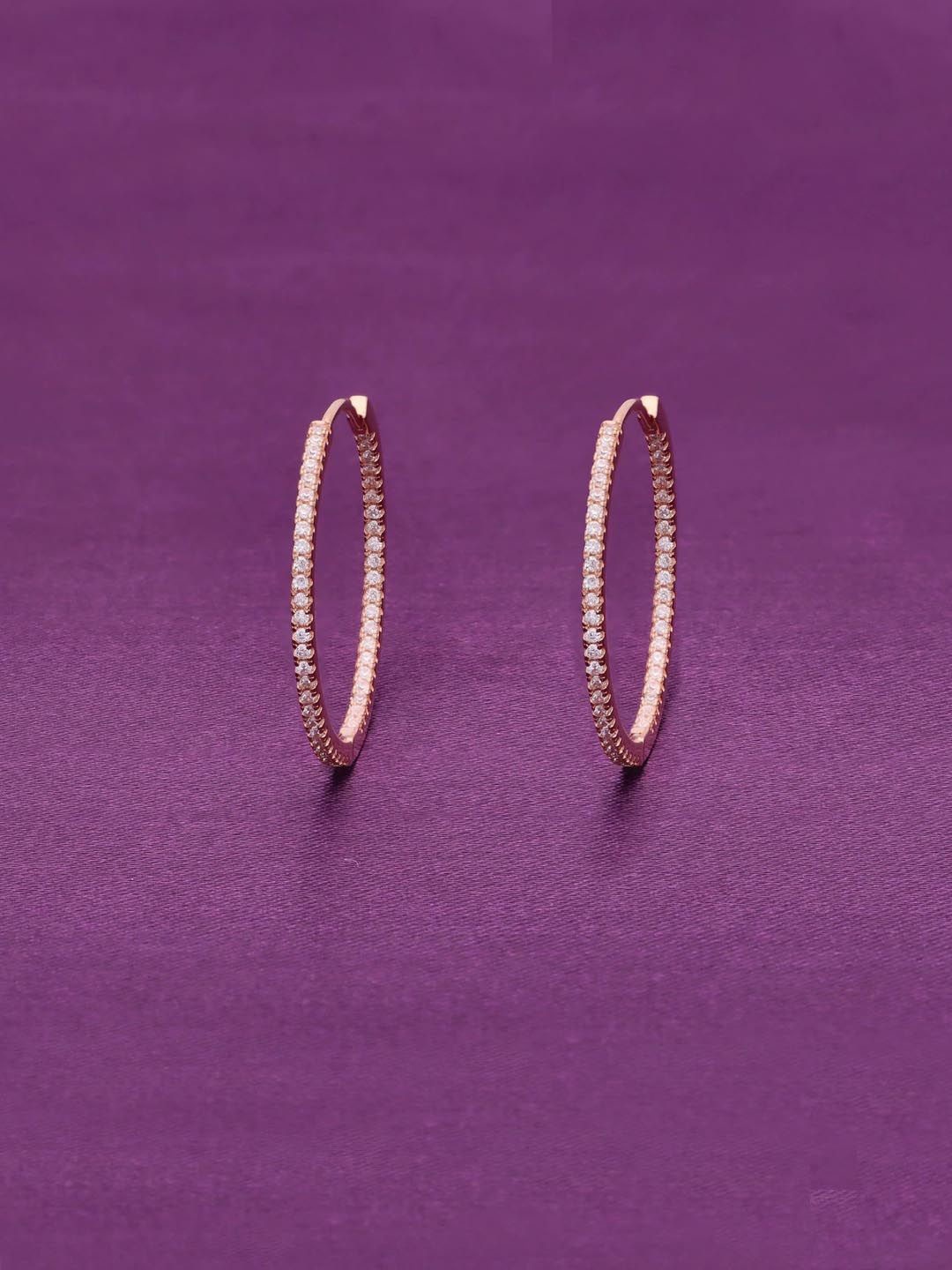 

KAI JEWEL Sterling Silver Rose Gold-Plated Contemporary Hoop Earrings