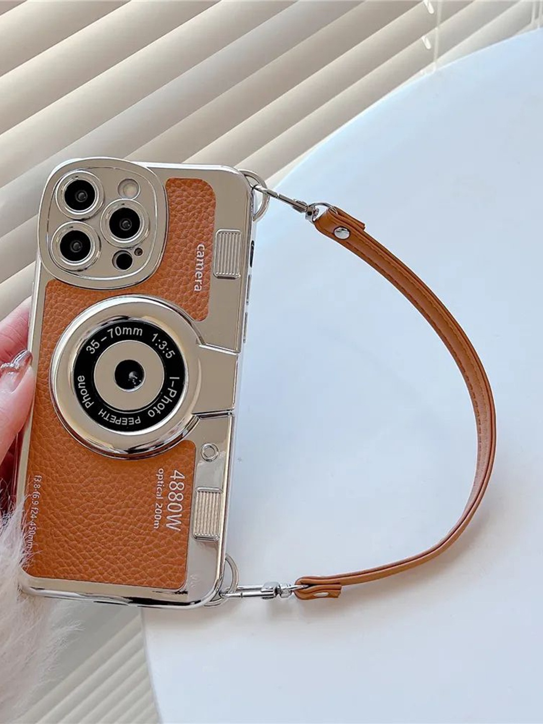 

Luxury Kase LK106 3D iPhone 13 Pro Max Back Case, Brown
