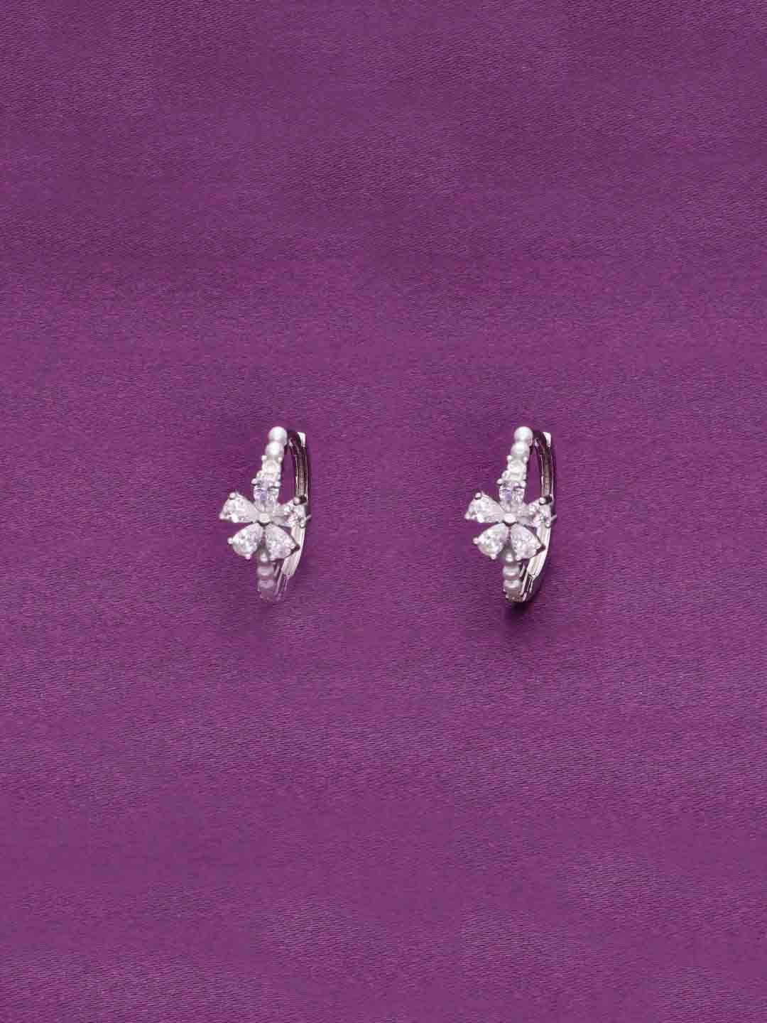 

KAI JEWEL Sterling Silver Rhodium-Plated Contemporary Hoop Earrings
