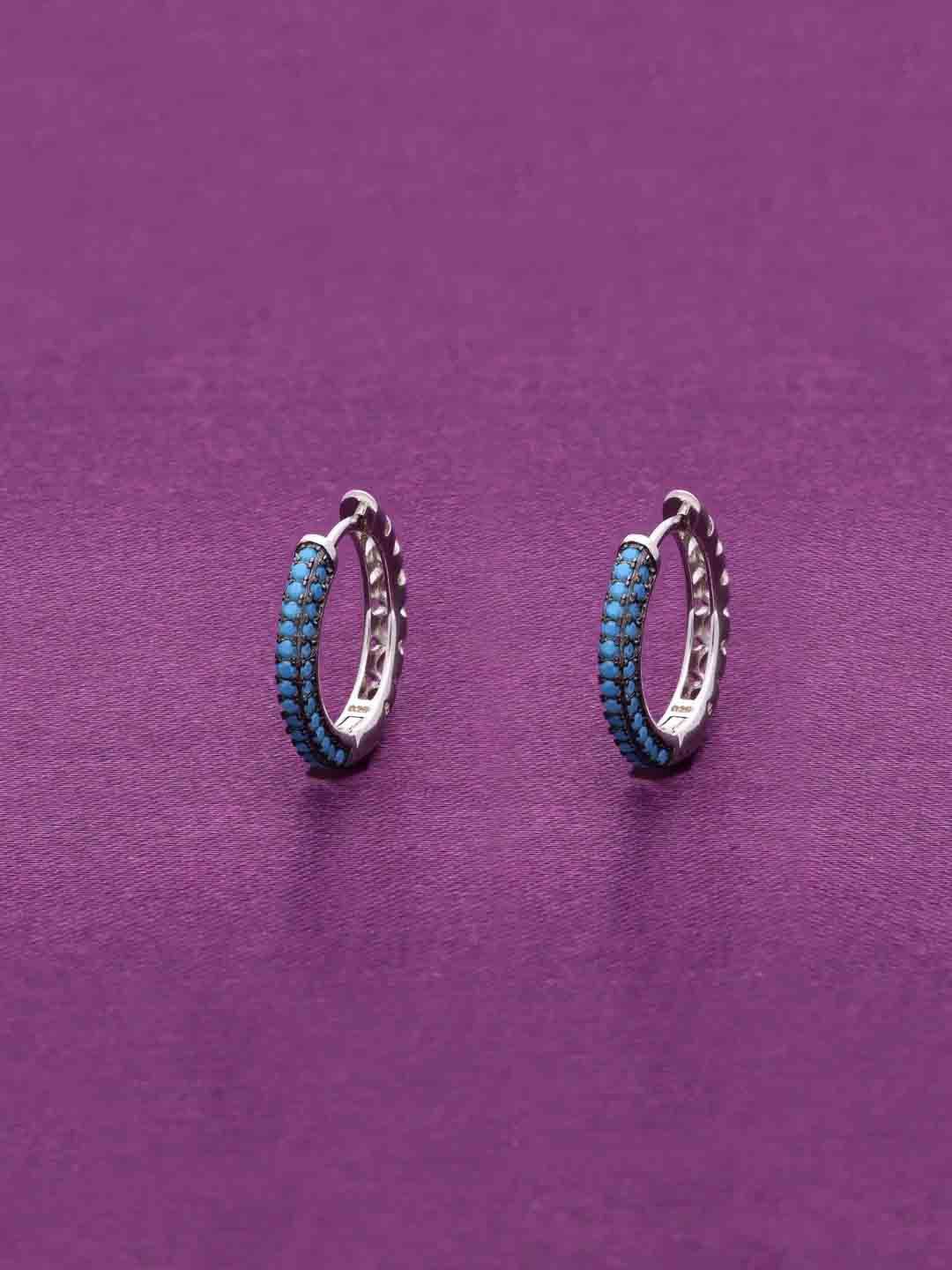 

KAI JEWEL Rhodium-Plated Artifical Beads Sterling Silver Contemporary Hoop Earrings