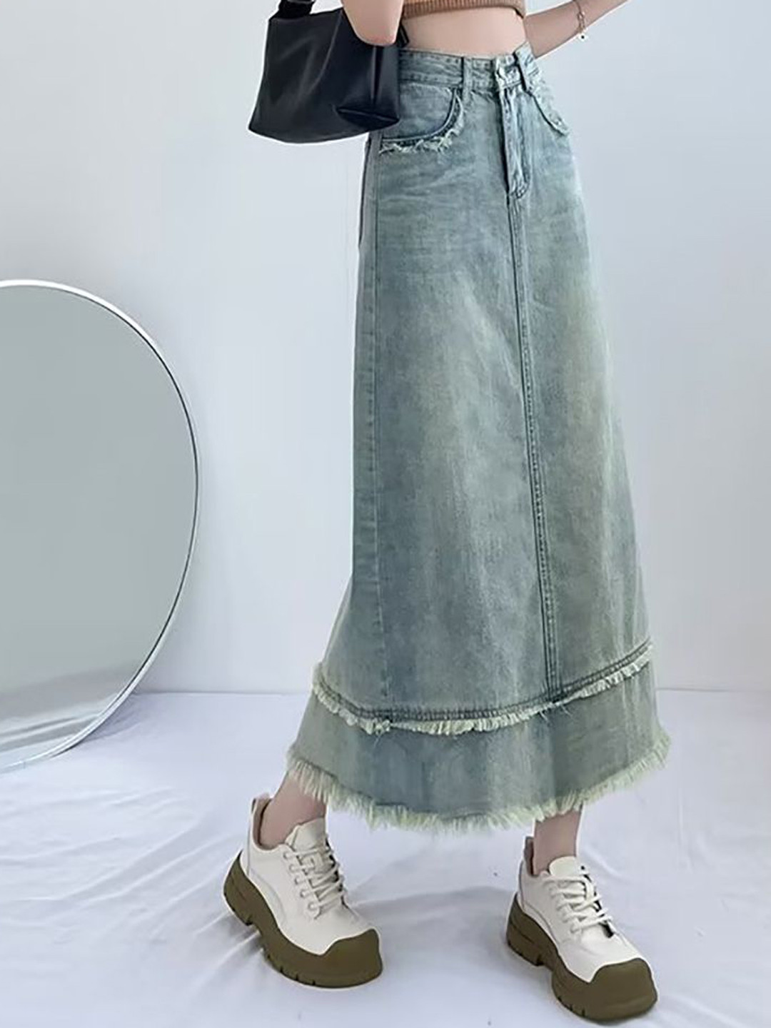 

StyleCast x Revolte Women A-Line Midi Skirt, Blue