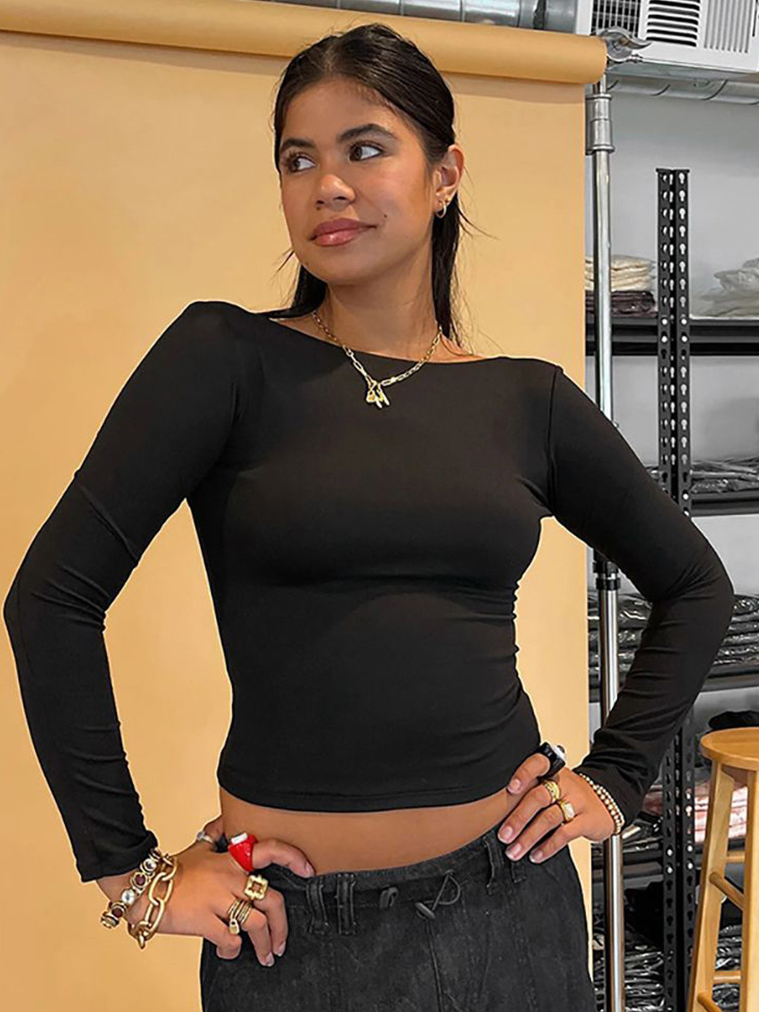 

StyleCast x Revolte Women Fitted Crop Top, Black