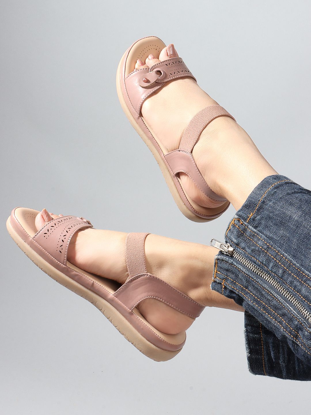 

The Roadster Lifestyle Co Women Backstrap Open Toe Flats, Nude