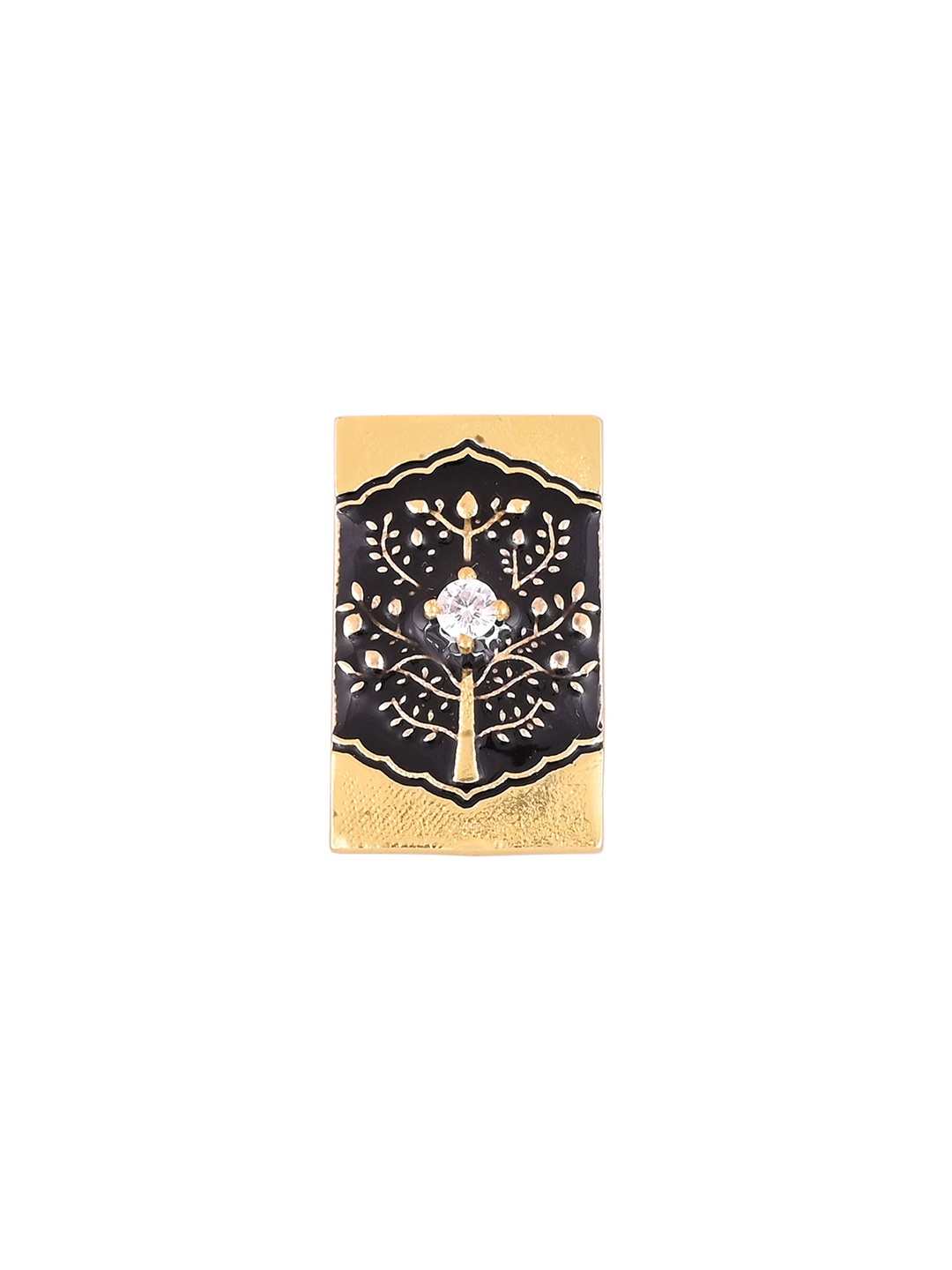 

House of Pataudi Men's Gold-Plated Stone Studded Brooch