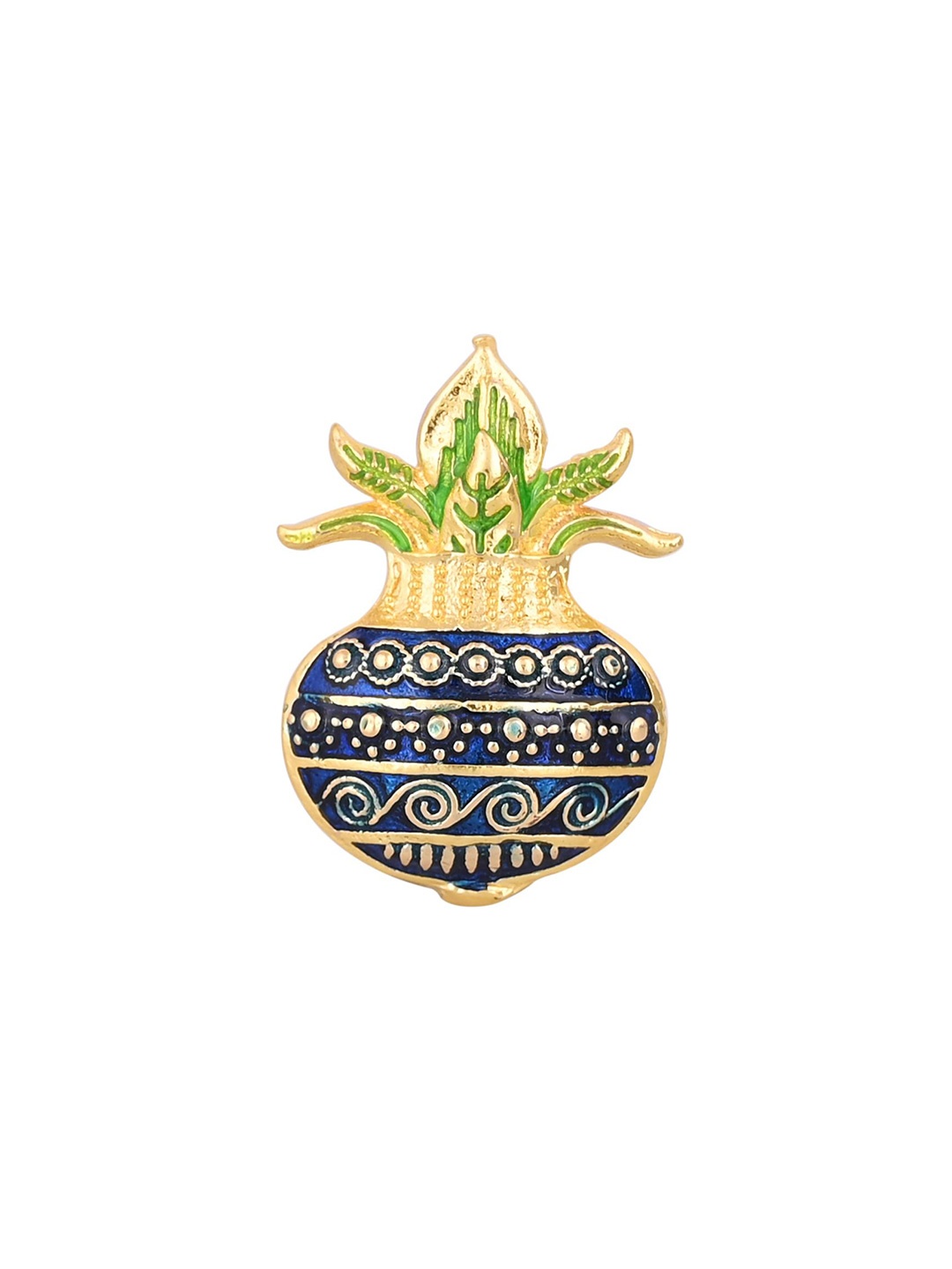 

House of Pataudi Men's Gold Plated Textured Kalash Brooch
