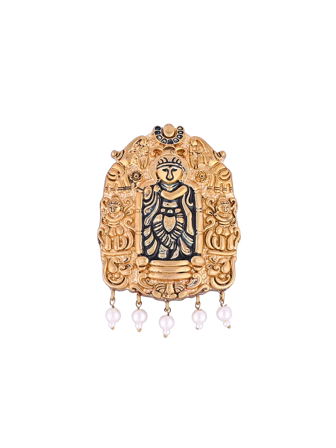 

House of Pataudi Gold-Plated Beaded Anti-Tarnish Brooch