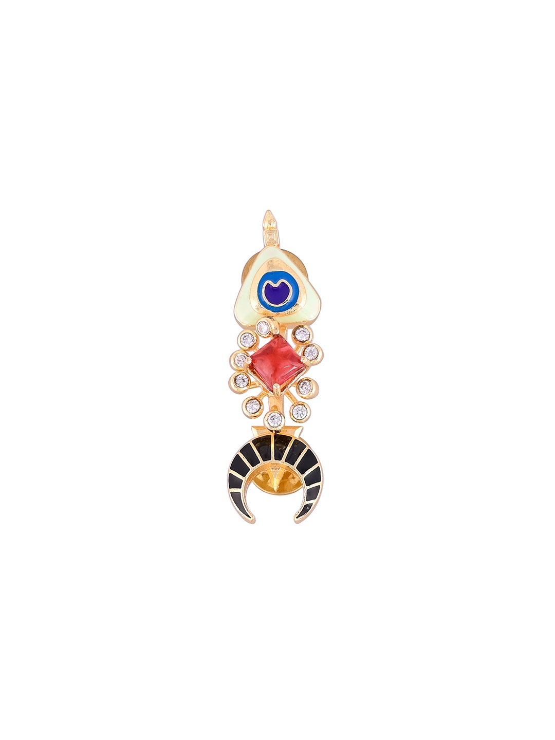 

House of Pataudi Men Gold-Plated Stones Studded Brooch