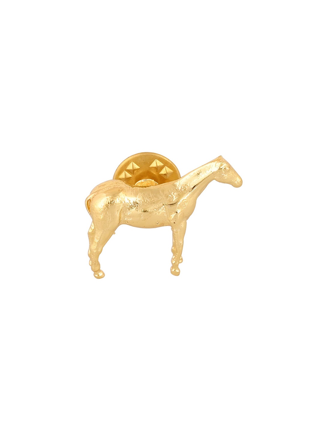 

House of Pataudi Men Gold-Plated Horse Brooch