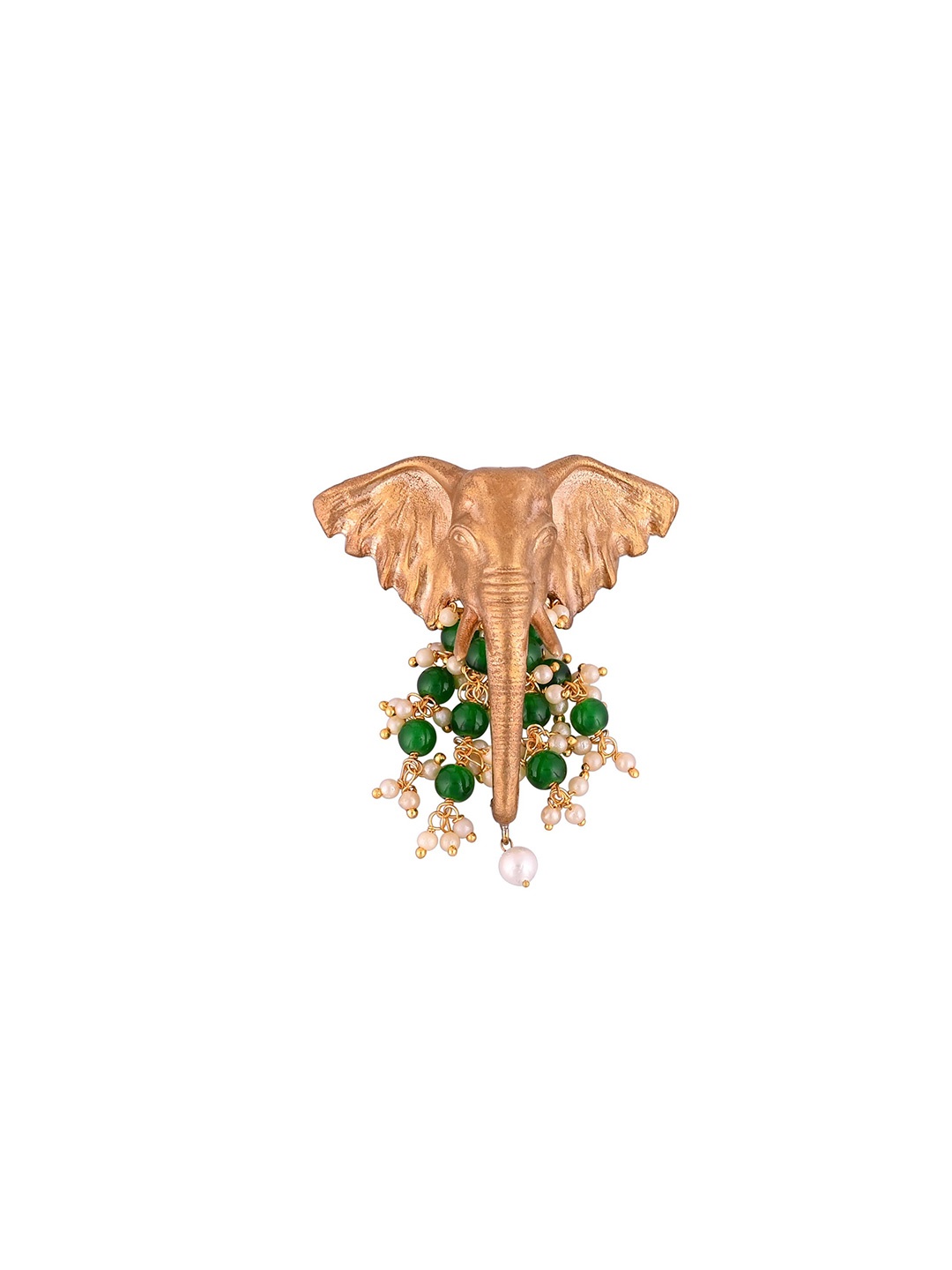 

House of Pataudi Men Gold Plated Beaded Elephant Head Brooch