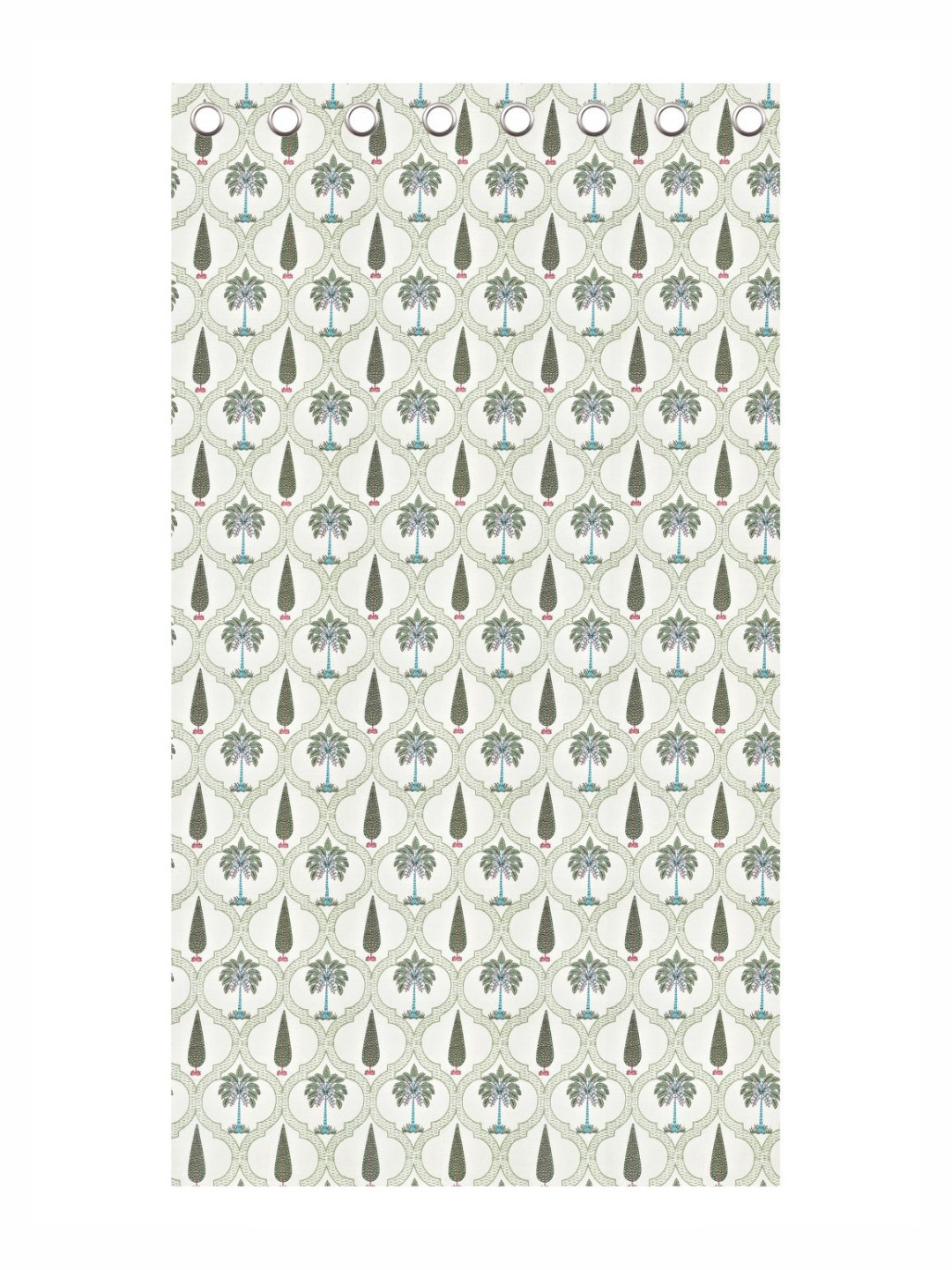 

BED-SHEET.COM Green & White Cotton Floral Printed Window Curtain