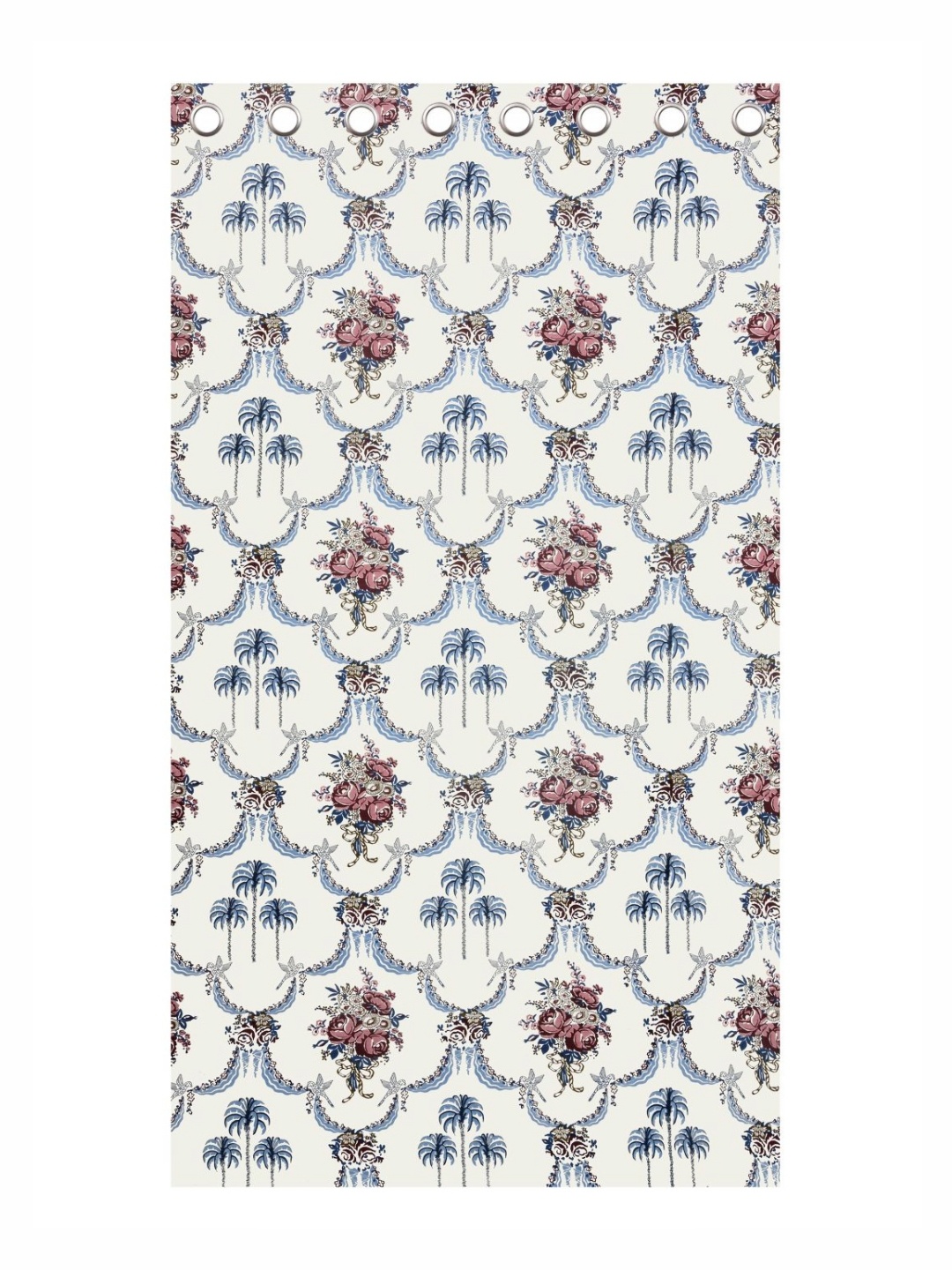 

BED-SHEET.COM Blue & White Cotton Floral Printed Window Curtain