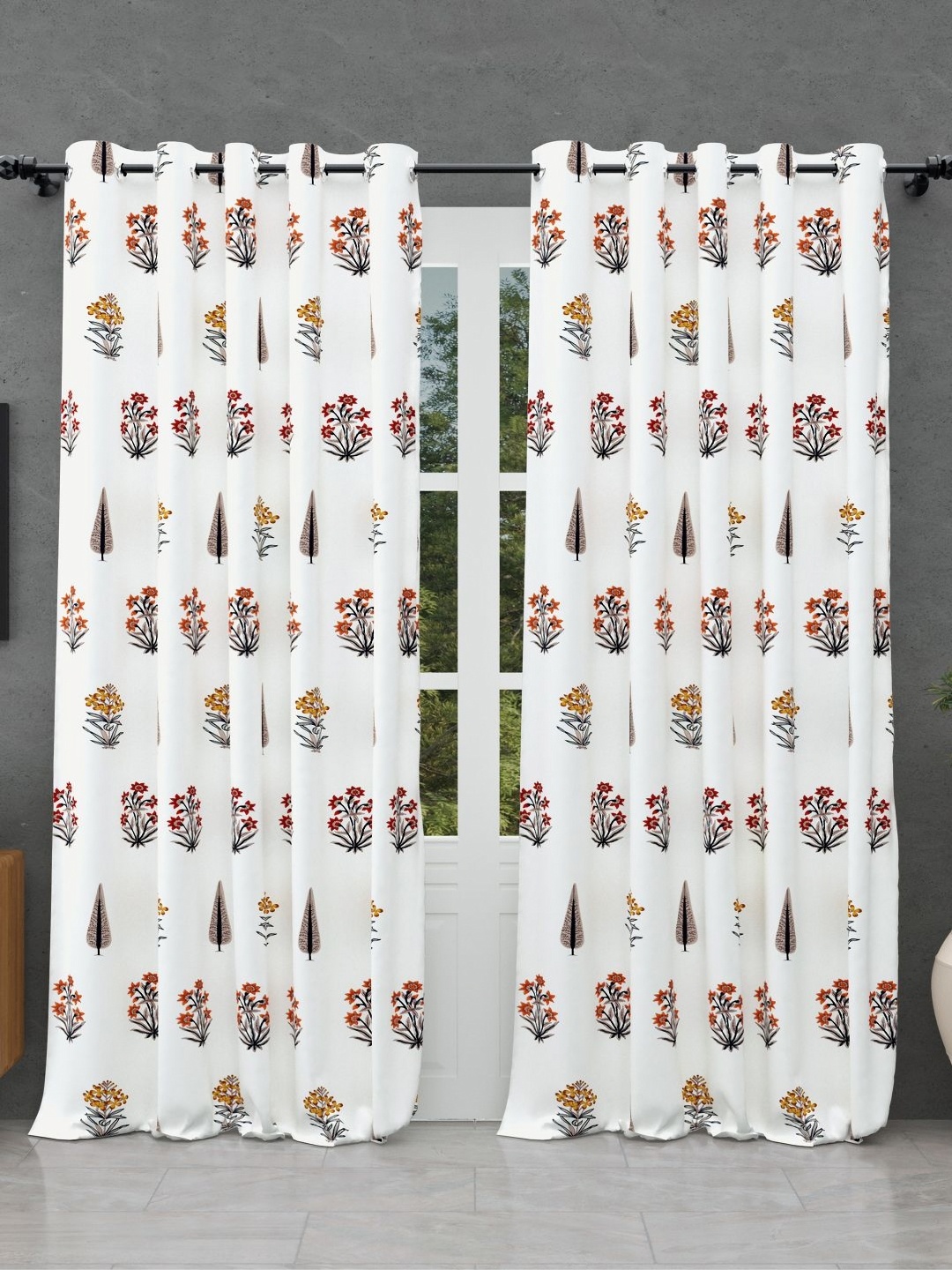 

JAIPUR FABRIC Brown & White Floral Window