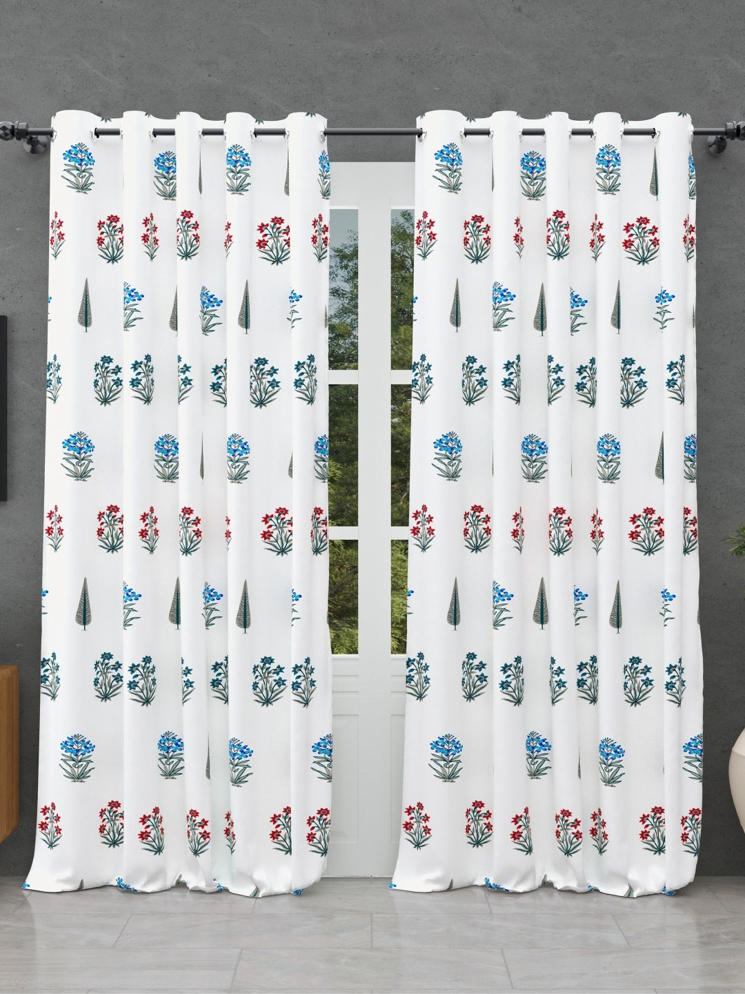 

JAIPUR FABRIC Grey & White Floral Window