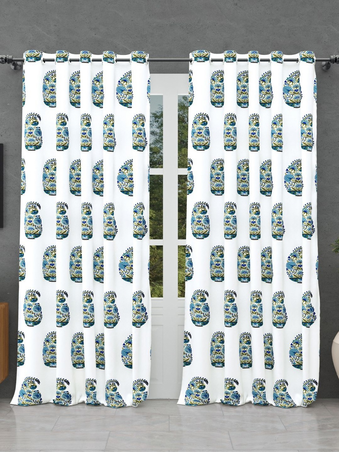 

JAIPUR FABRIC Green & Blue Floral Window
