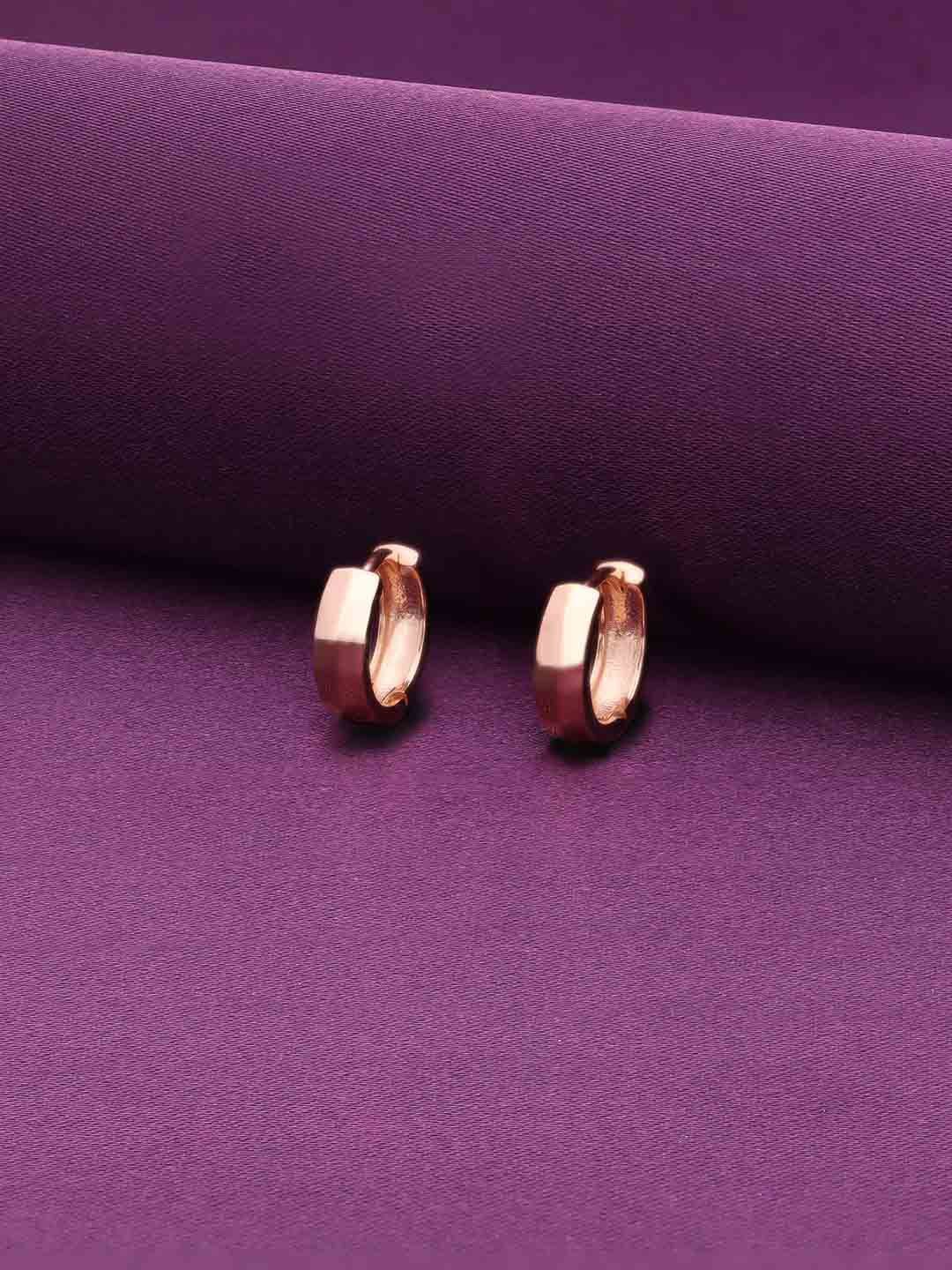 

KAI JEWEL Sterling Silver Rose Gold-Plated Contemporary Hoop Earrings