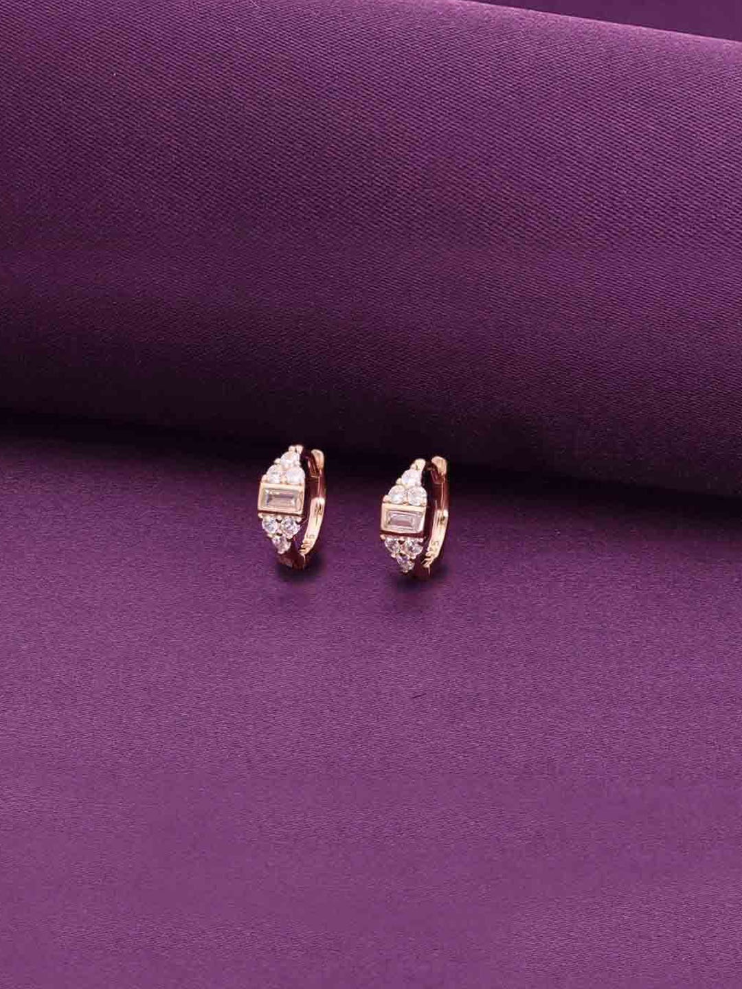 

KAI JEWEL Dazzling Diva Zircon Rose Gold-Plated Contemporary Sterling Silver Hoop Earrings