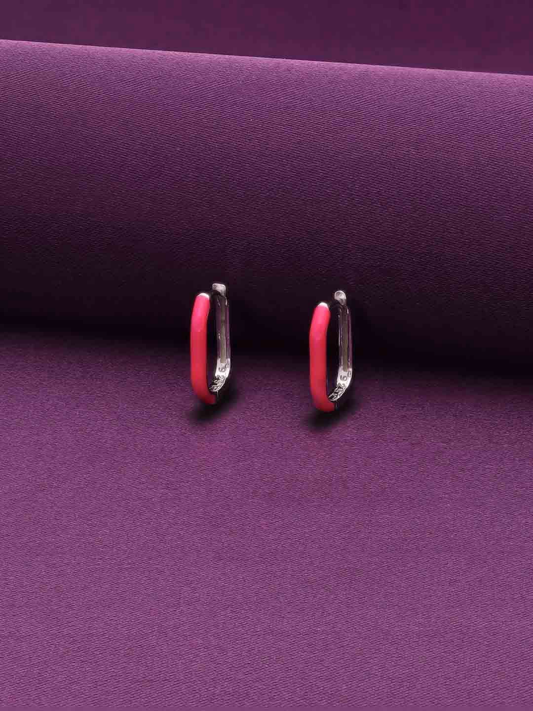 

KAI JEWEL Sterling Silver Rhodium-Plated Contemporary Hoop Earrings