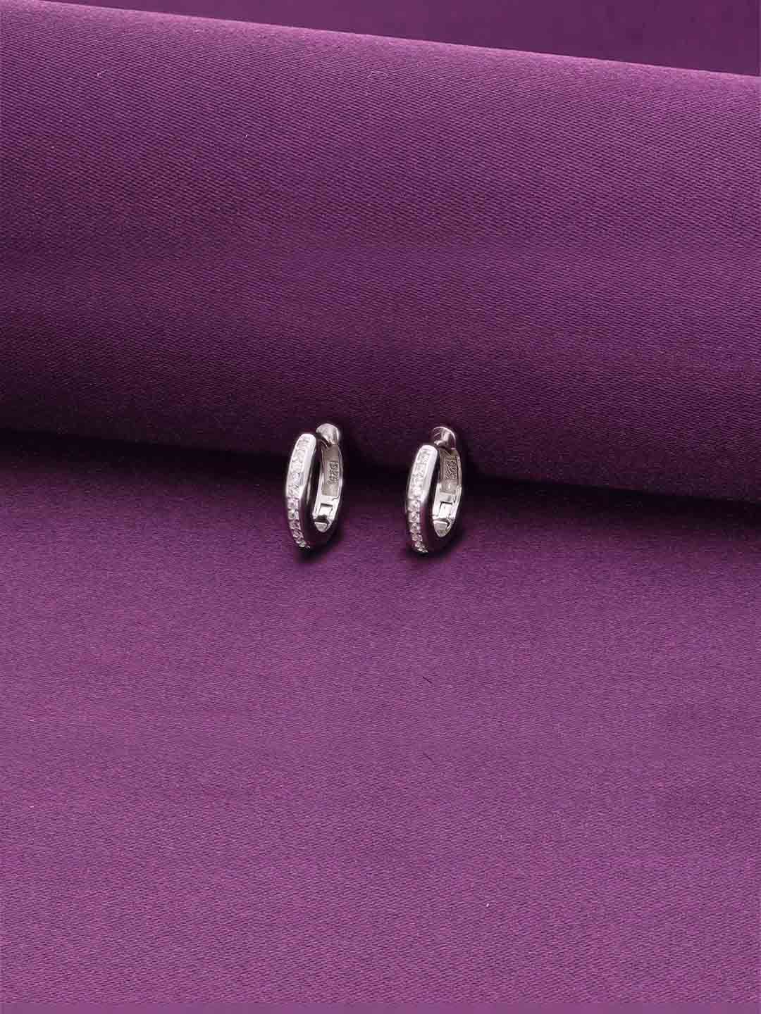 

KAI JEWEL 925 Sterling Silver Rhodium-Plated Zircon Stone Studded Hoop Earrings