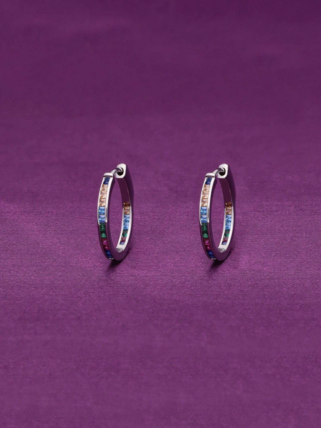 

KAI JEWEL Sterling silver Rhodium-Plated Contemporary Hoop Earrings