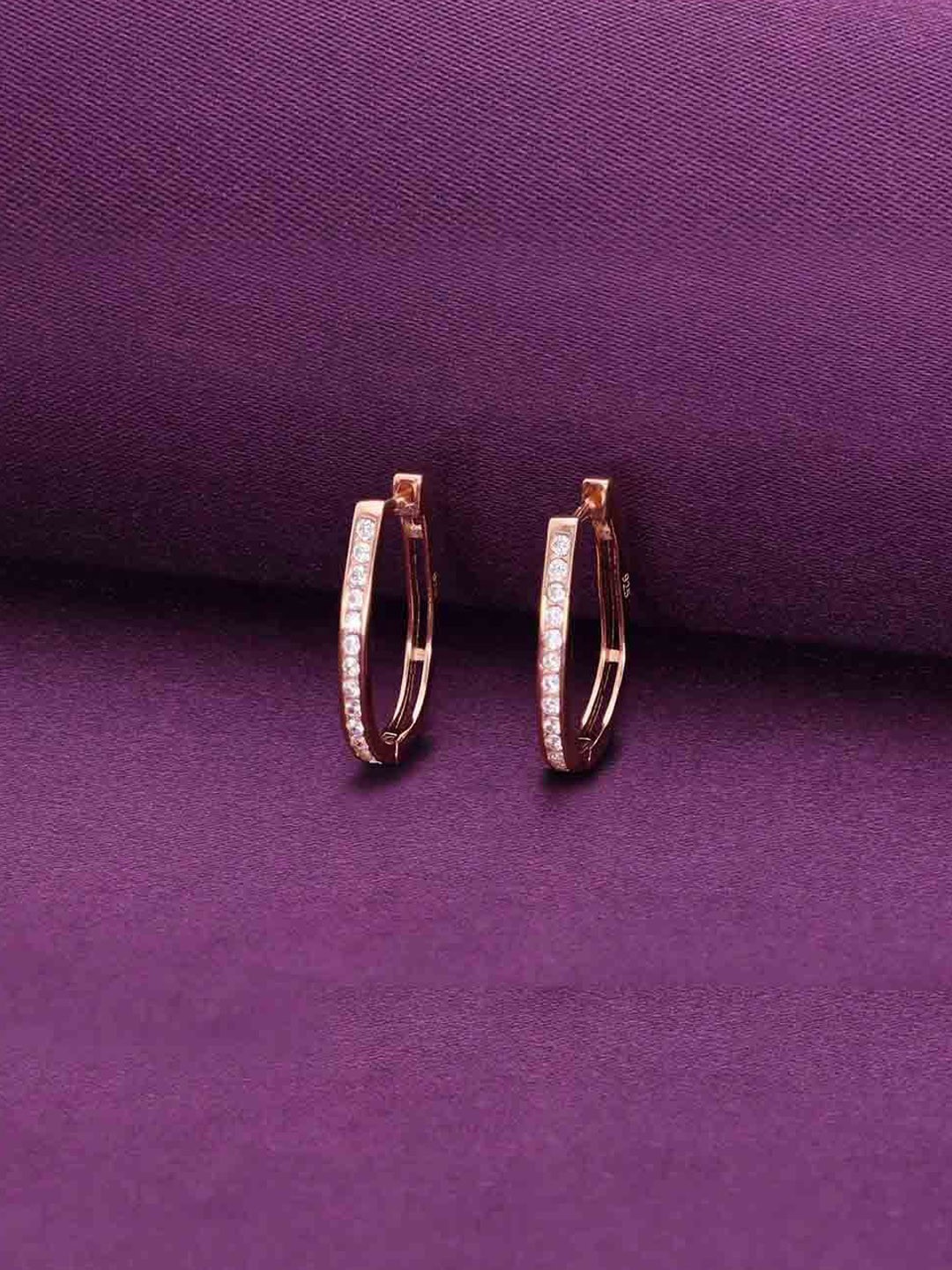 

KAI JEWEL Sterling silver Rose Gold-Plated Contemporary Hoop Earrings