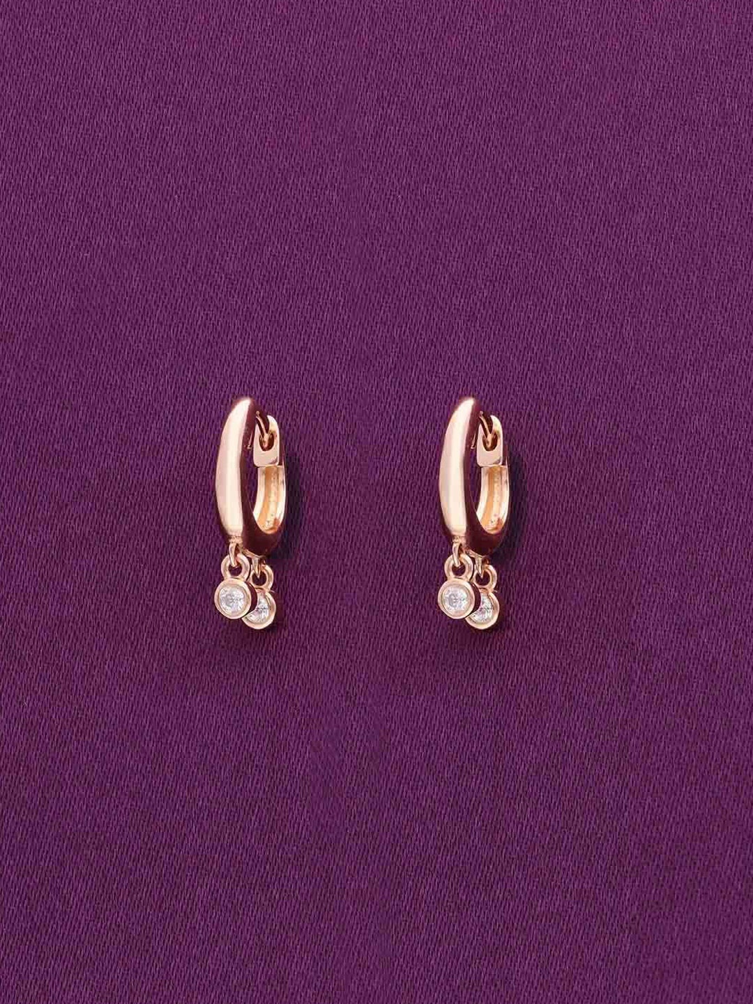 

KAI JEWEL Rhodium-Plated Sterling Silver Contemporary Artificial Stones Hoop Earrings, Rose gold