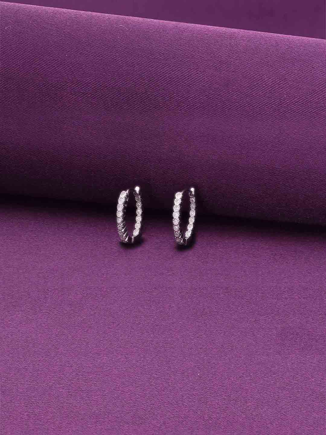 

KAI JEWEL Sterling Silver Rhodium-Plated Oval Shaped Hoop Earrings