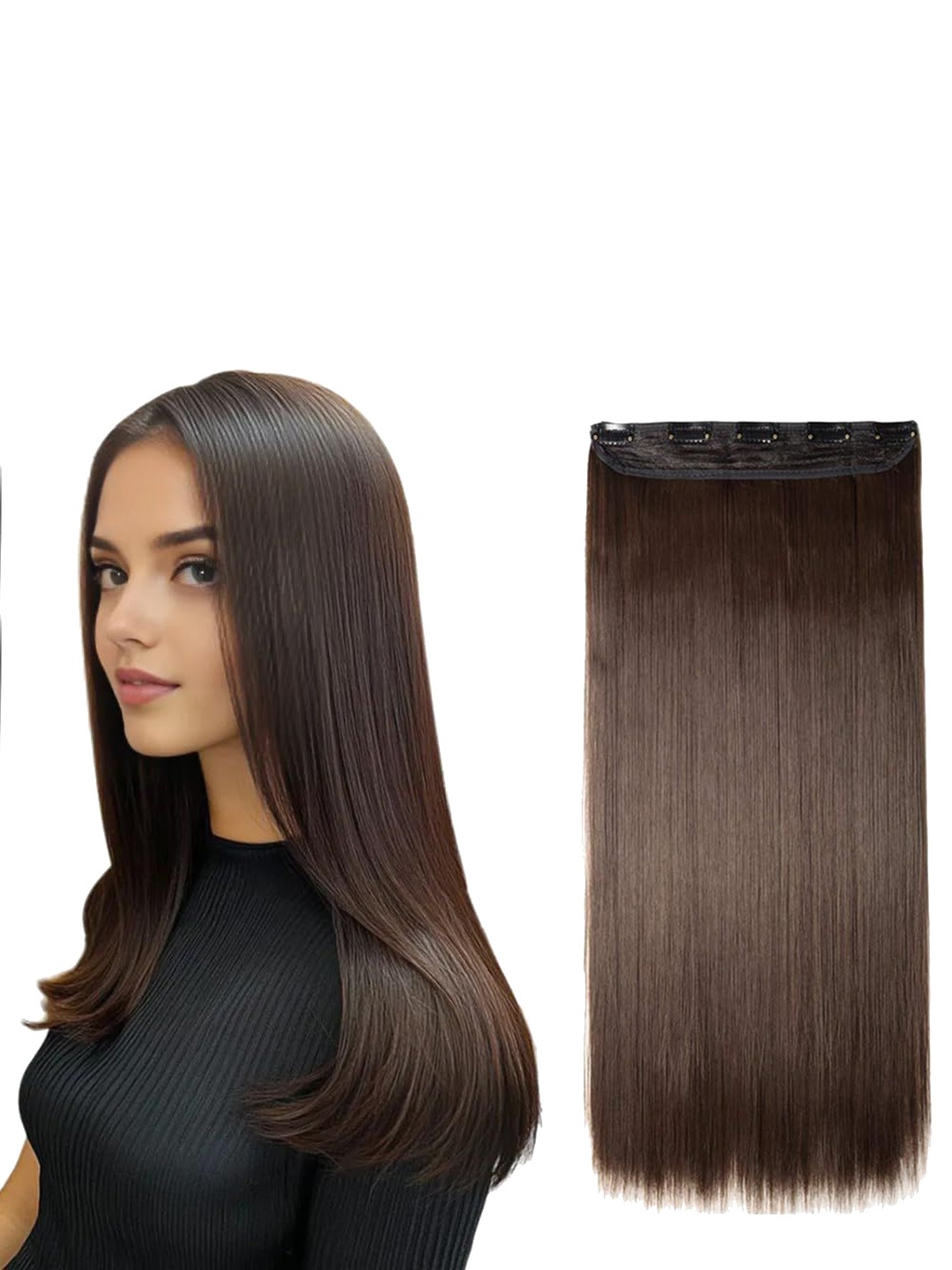 

D-Divine Clip-In Straight Locks Hair Extension - Brown - 22 Inch
