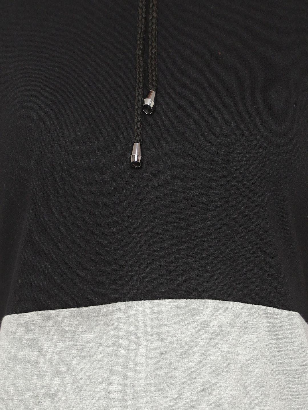 

DEEPMAYRA COLLECTION Women Colourblocked Hooded Cotton T-shirt, Black