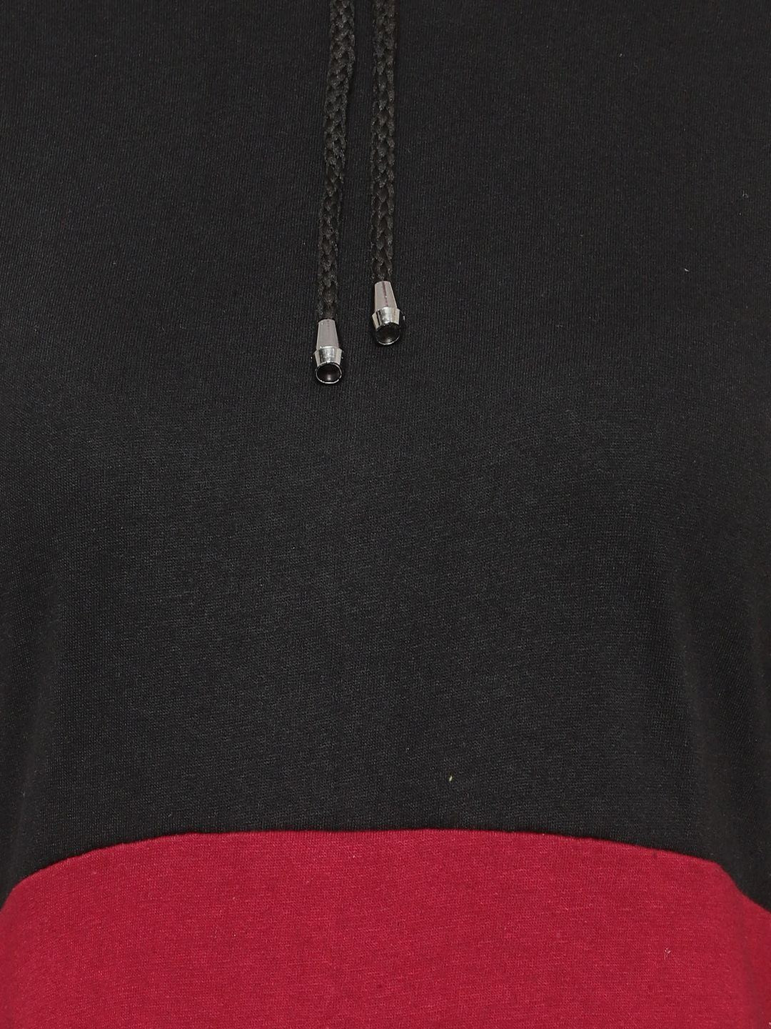 

DEEPMAYRA COLLECTION Women Colourblocked Hooded Cotton T-shirt, Black