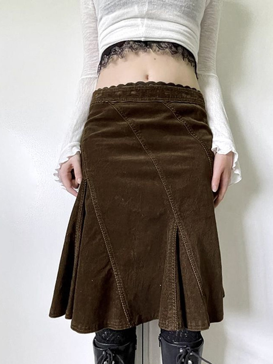 

LULU & SKY Women A-Line Knee Length Skirt, Brown