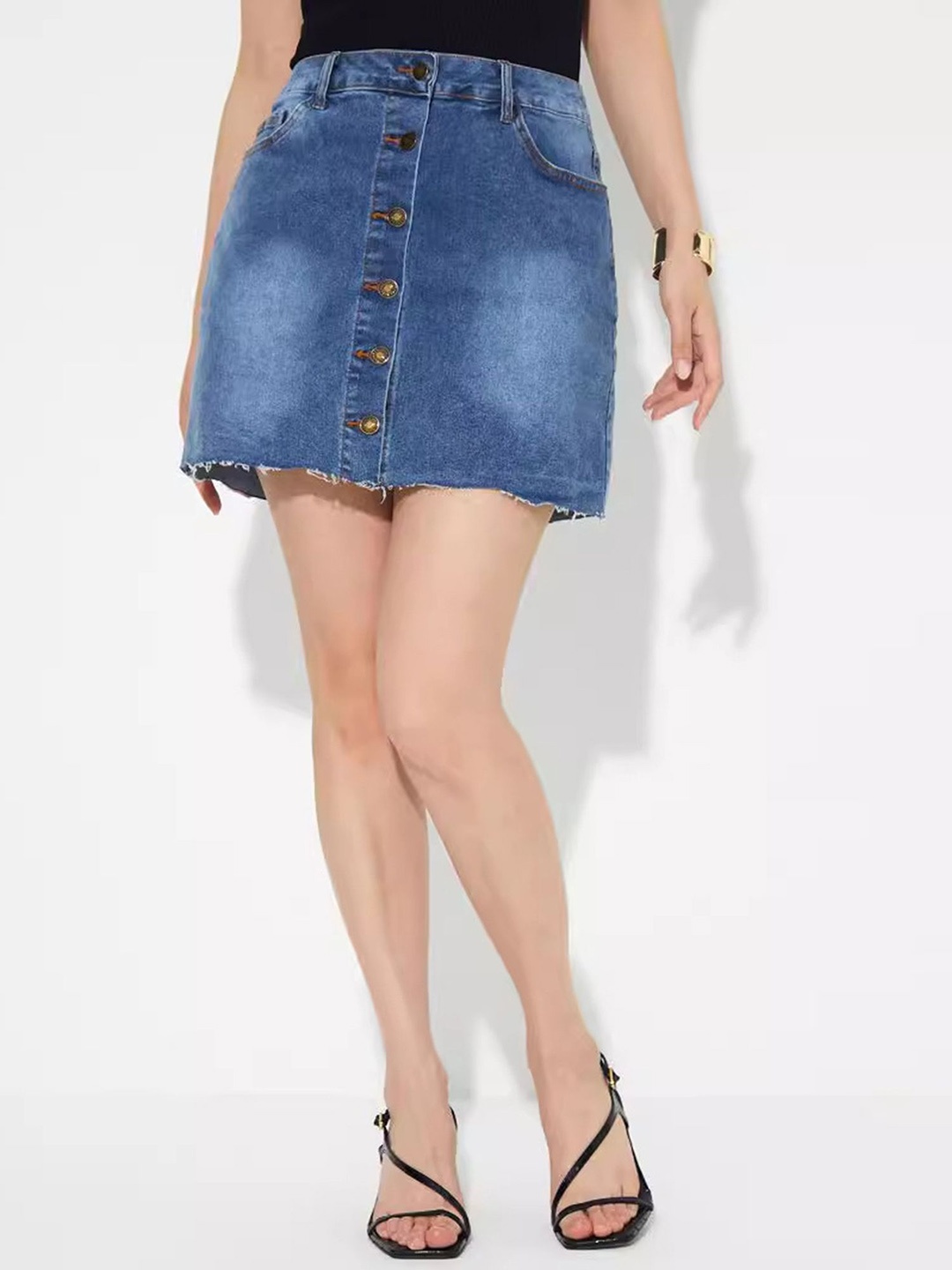 

LULU & SKY Women Denim A-Line Mini Skirt, Blue