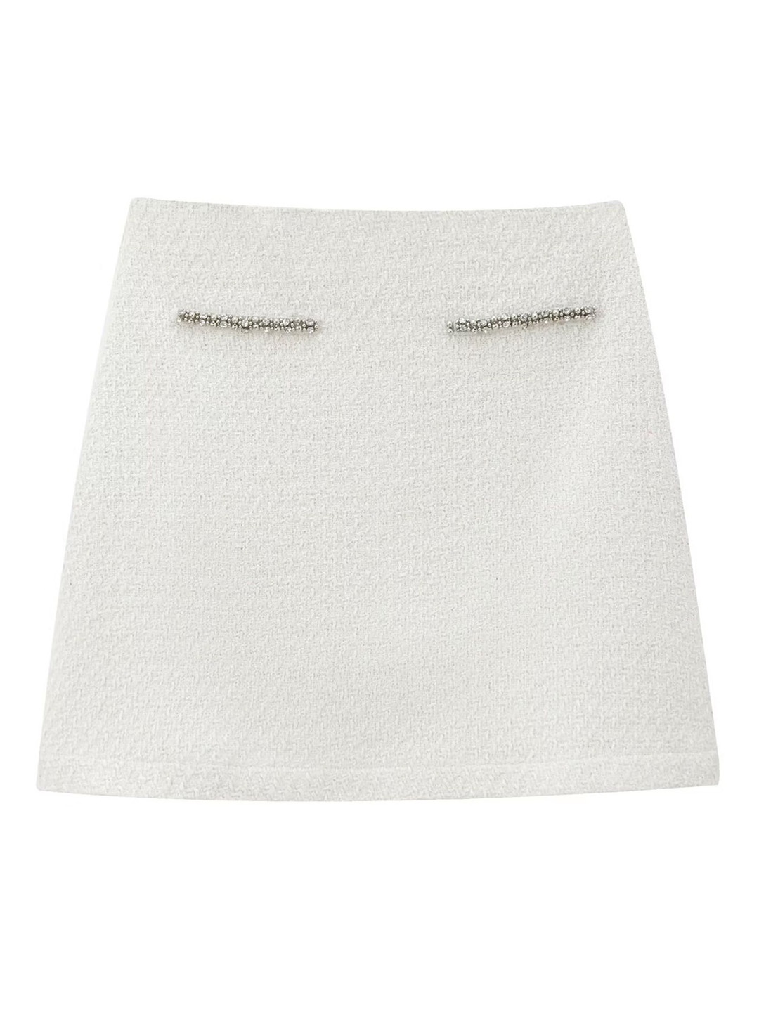 

LULU & SKY Self Design A-line Mini Skirts, White