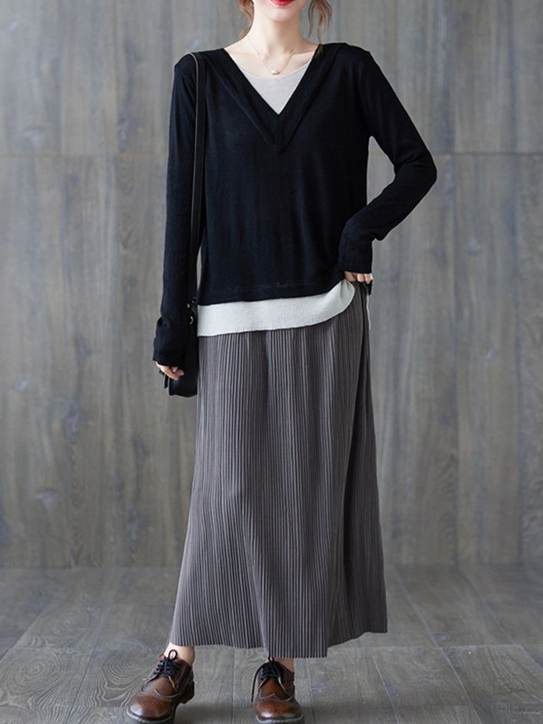 

LULU & SKY Women Pure Cotton A-Line Maxi Skirt, Grey