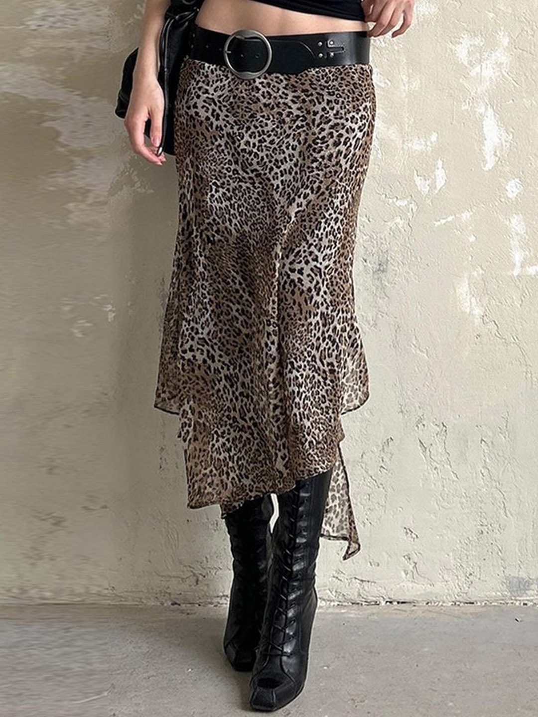 

LULU & SKY Women Animal Printed Straight Midi Skirt, Brown