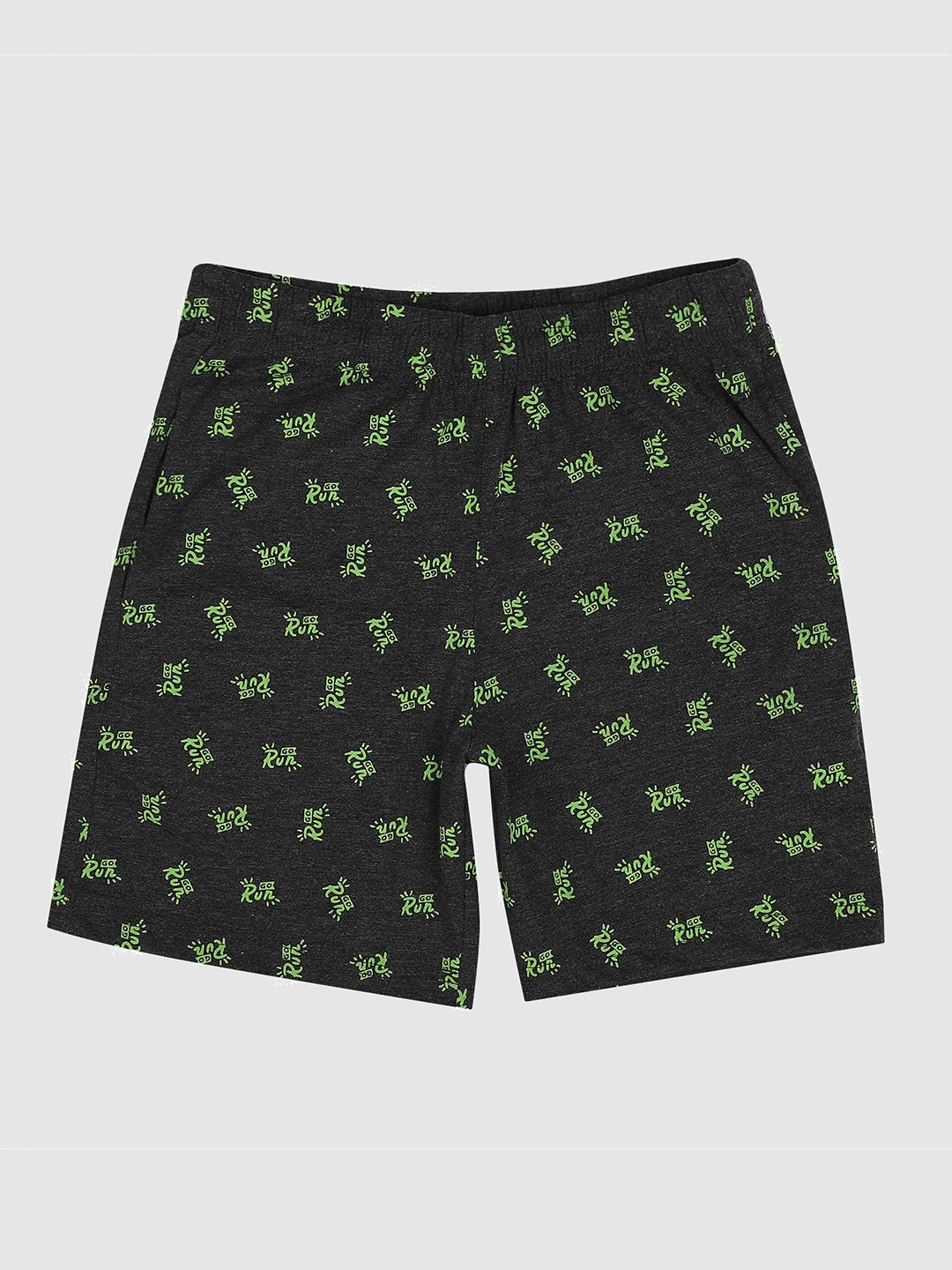 

Bodycare Kids Proteens Boys Allover Print Anthra melange Shorts, Navy blue